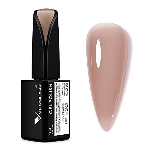 VENALISA 15ml Jelly Nail Polish - Spring Summer Translucent Nude for UV LED Manicure at Home