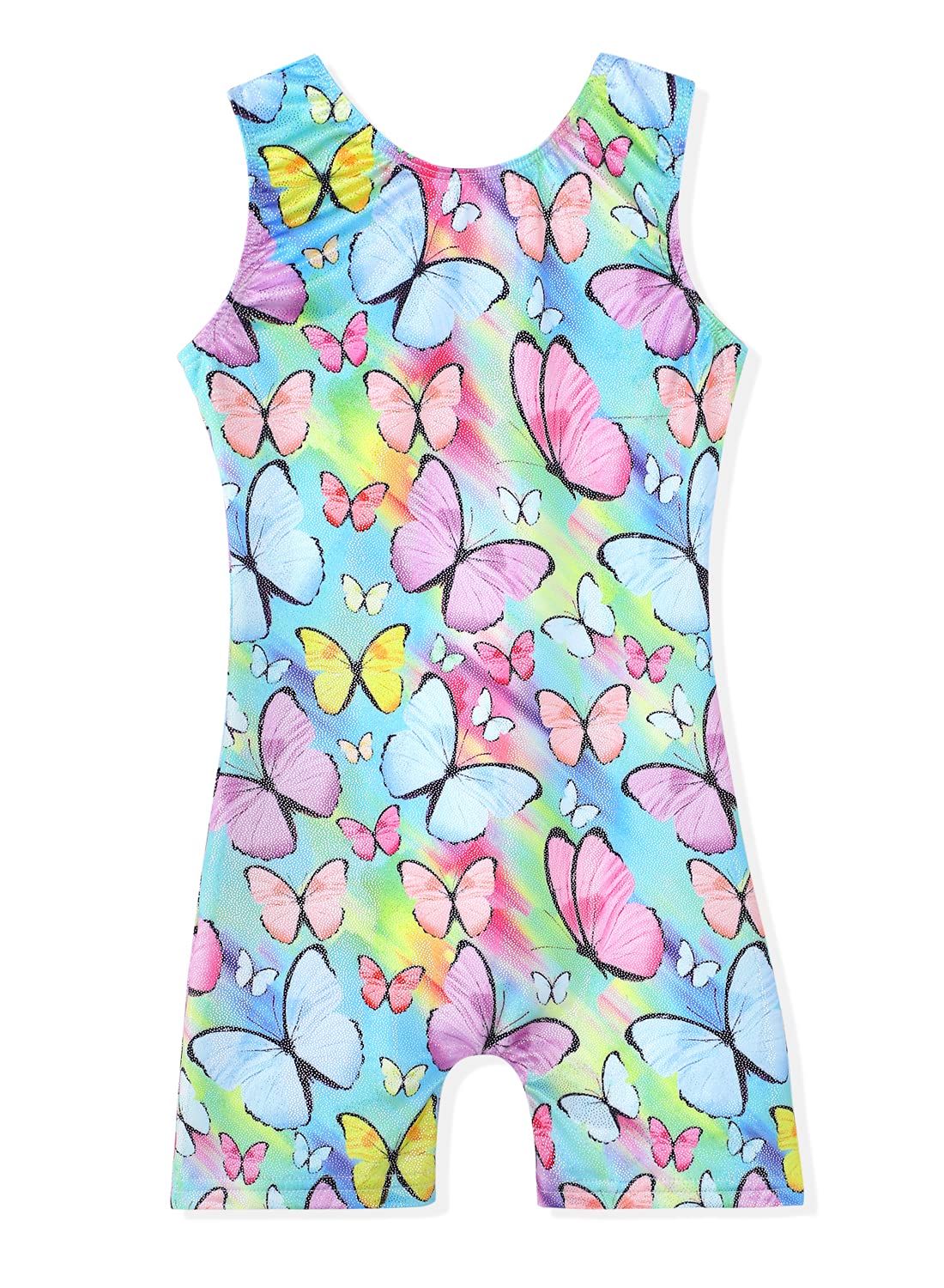 Girls Gymnastics Leotard - Toddler Dance Biketard with Mermaid & Unicorn Design - Shiny Rainbow, Blue & Hot Pink Athletic Dance Wear - Perfect for Ballet, Cheerleading & Performance Costumes