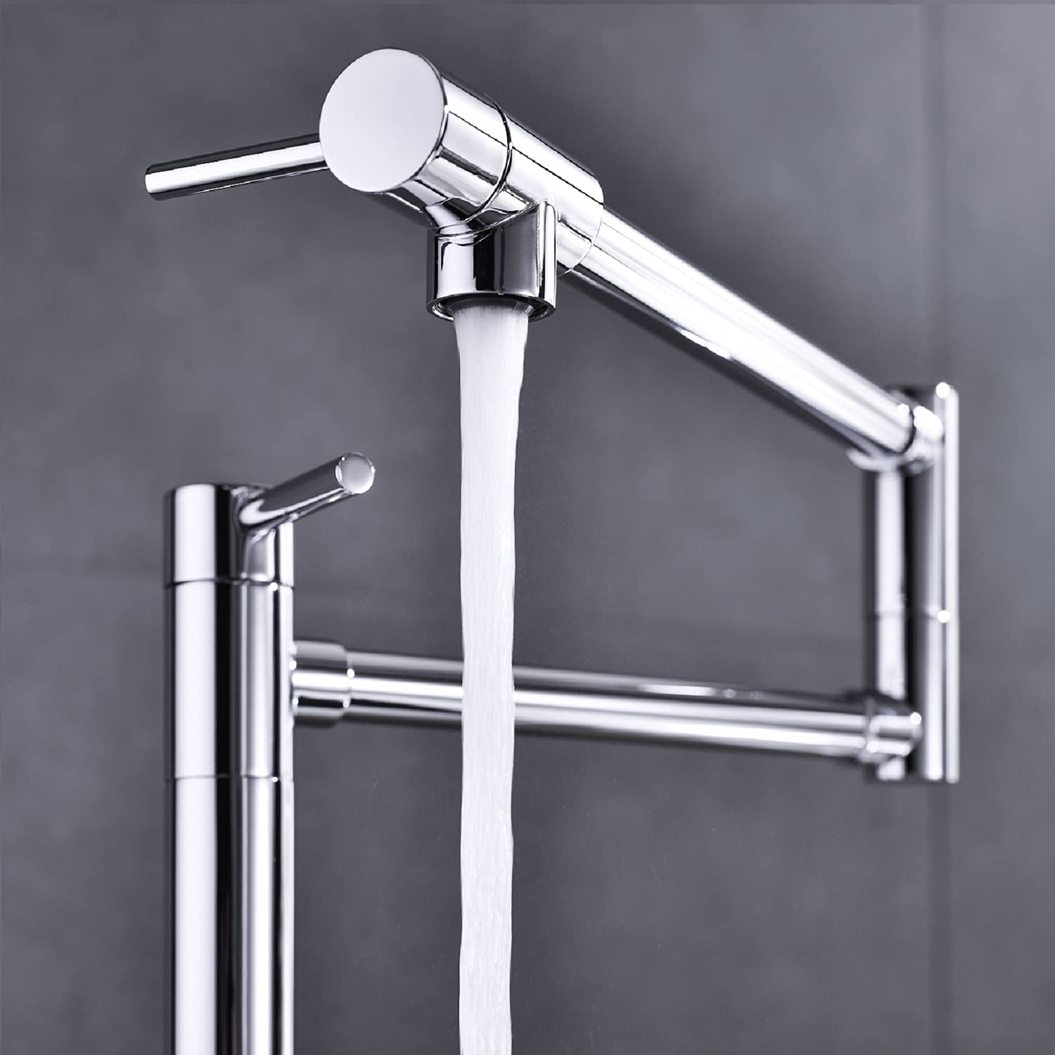 **Brass Deck Mount Pot Filler Faucet with Extension Shank - Dual Swing Single Hole Faucet for Kitchen Sink & Bathroom - Chrome Finish - Perfect for Cooking & Washing**