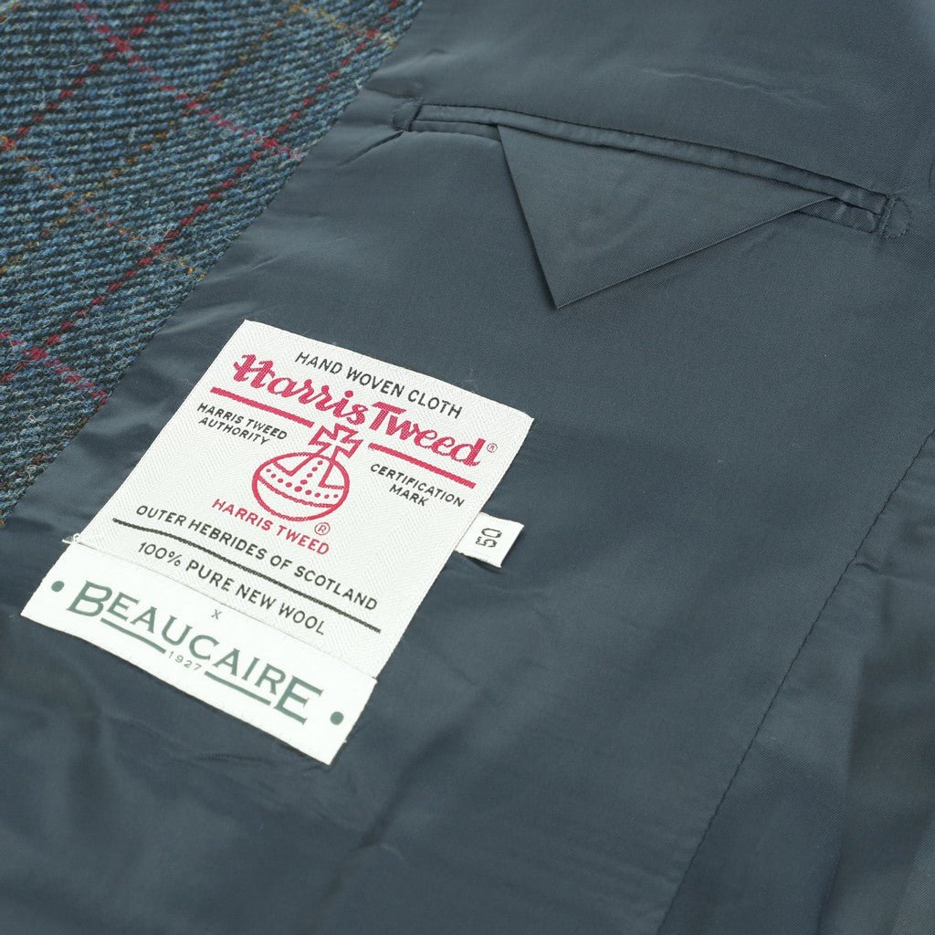 Beaucaire X Harris Tweed Classic Blue Blazer for Men - Elegant Formal Wear for Business, Weddings & Special Occasions