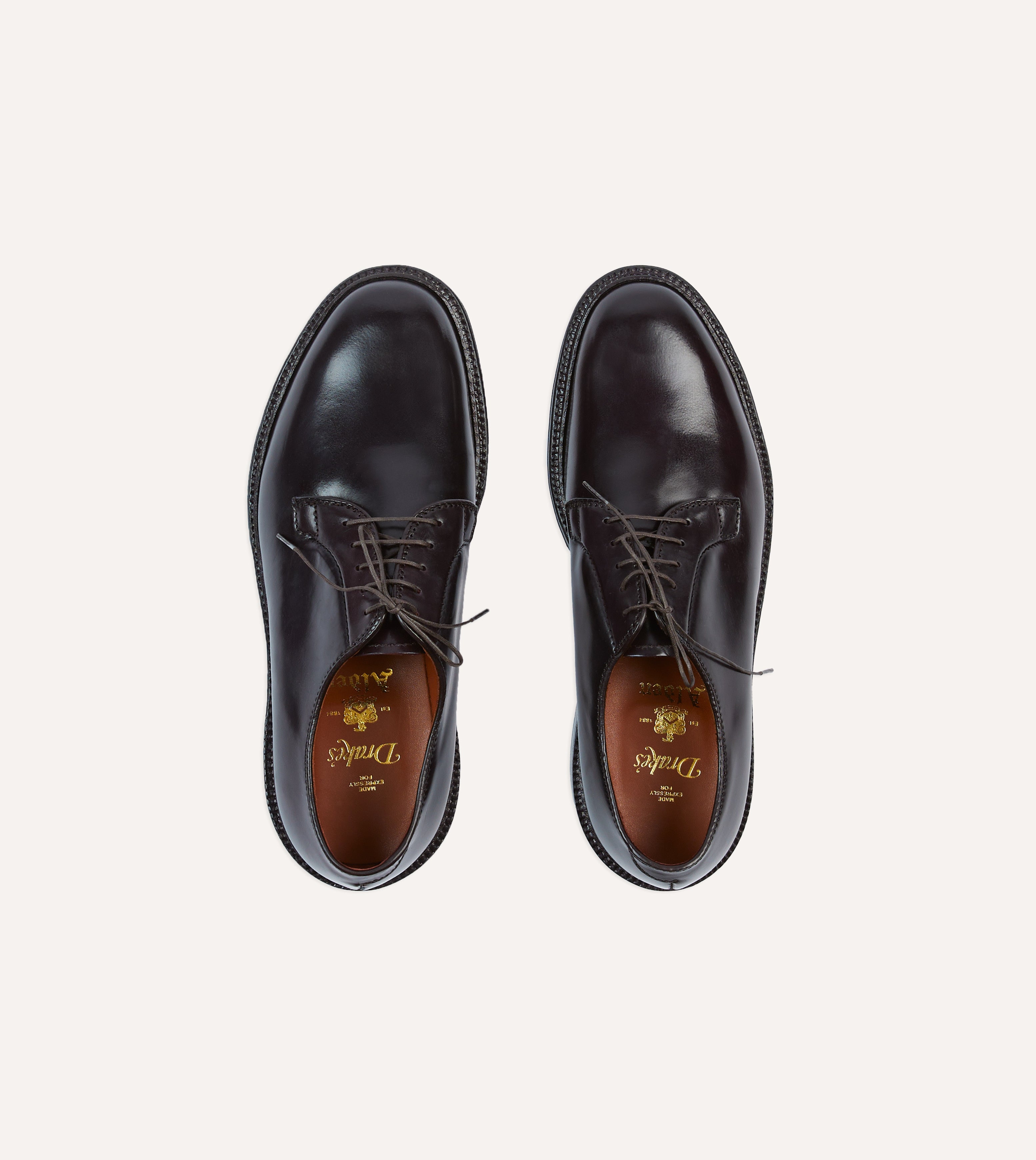 Premium Alden Colour 8 Shell Cordovan Plain Toe Blucher Men's Dress Shoes - Handcrafted in USA for Business, Formal & Special Occasions