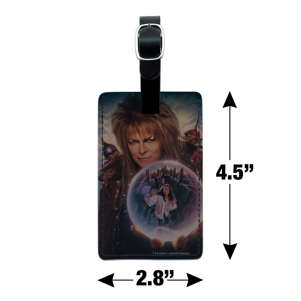 Labyrinth Crystal Ball Goblin King Leather Luggage Tag - Vintage Rectangle ID Card Holder for Travel Bags & Suitcases - Perfect for Cosplay, Movie Fans, and Fantasy Lovers