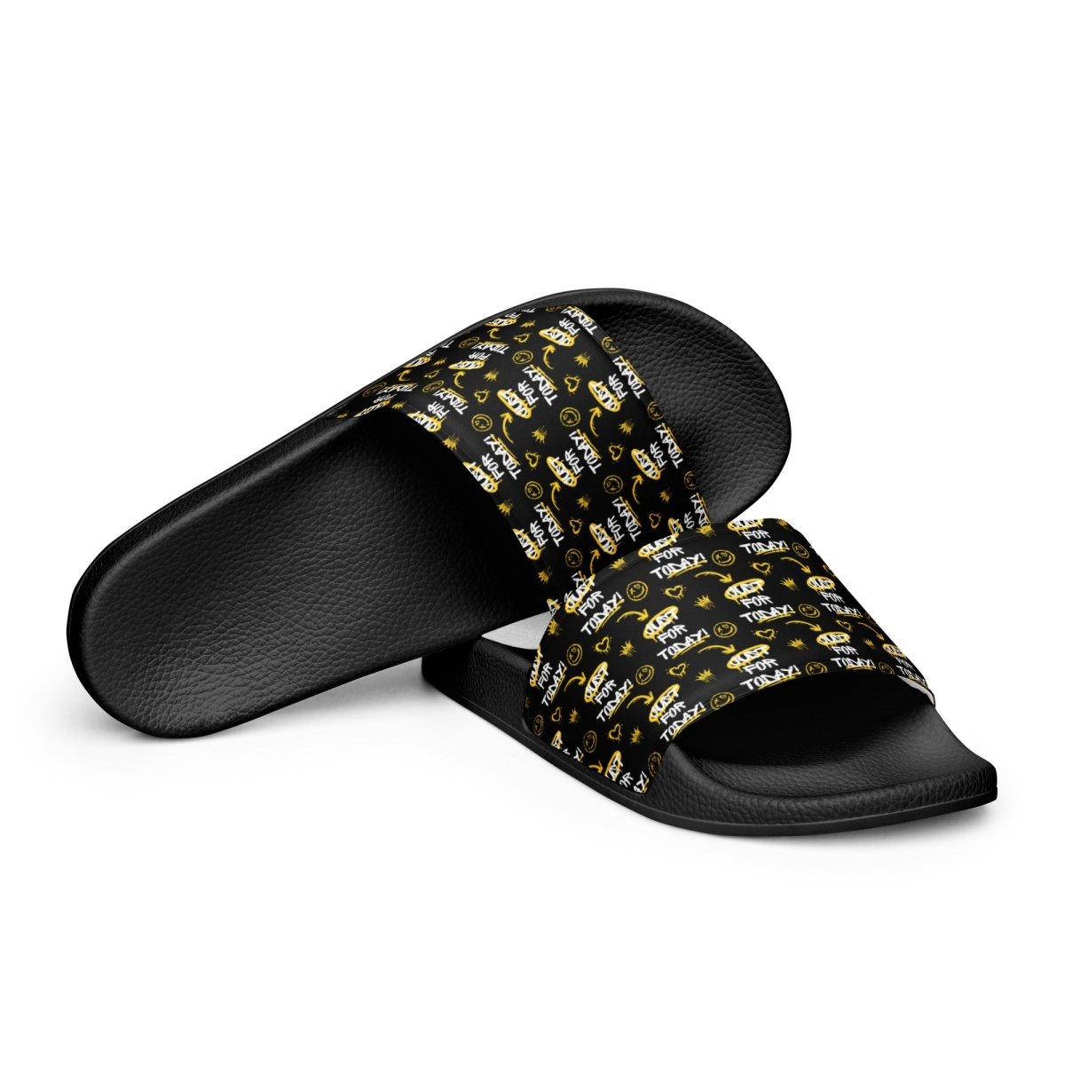 Just for Today Men's Graffiti Slides - Bold & Comfortable Street Style Sandals for Casual Wear, Beach, Pool, and Outdoor Activities