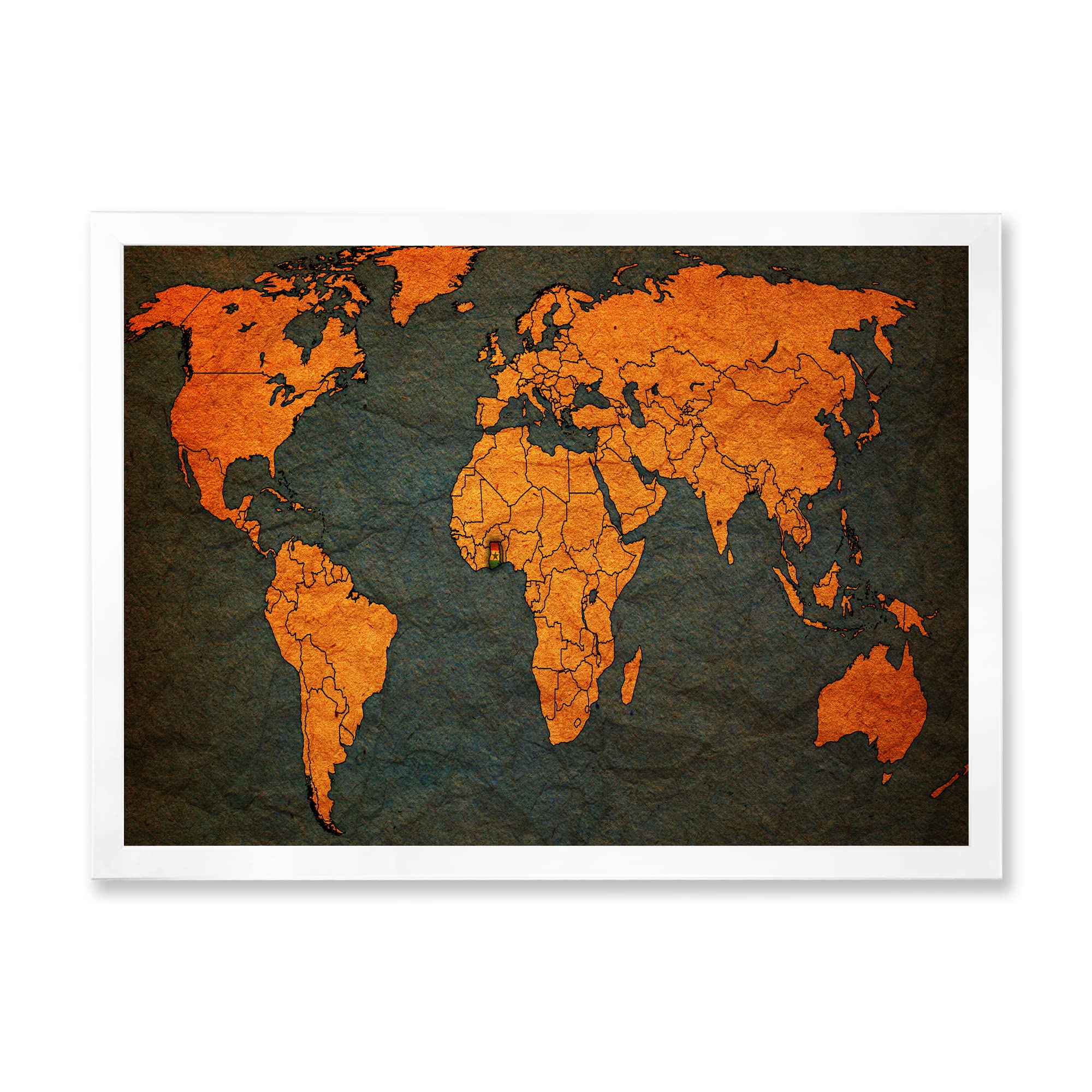 Vintage Framed World Map Wall Art - Ancient Africa Cartography Poster for Home & Office Decor | Perfect for Living Room, Study, or Gift