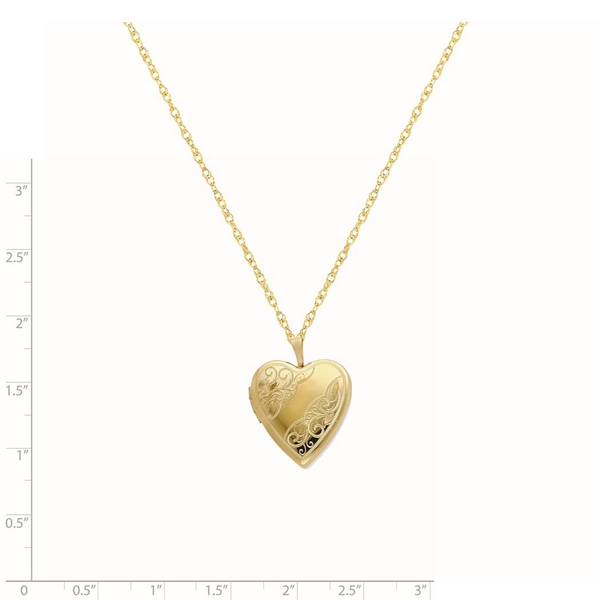 1/20 Gold Filled Heart Photo Locket Necklace for Women - Polished Swirl Pattern Spring Ring Pendant (20mm) - Perfect for Valentine's Day Gifts, Anniversary Presents & Everyday Elegant Jewelry