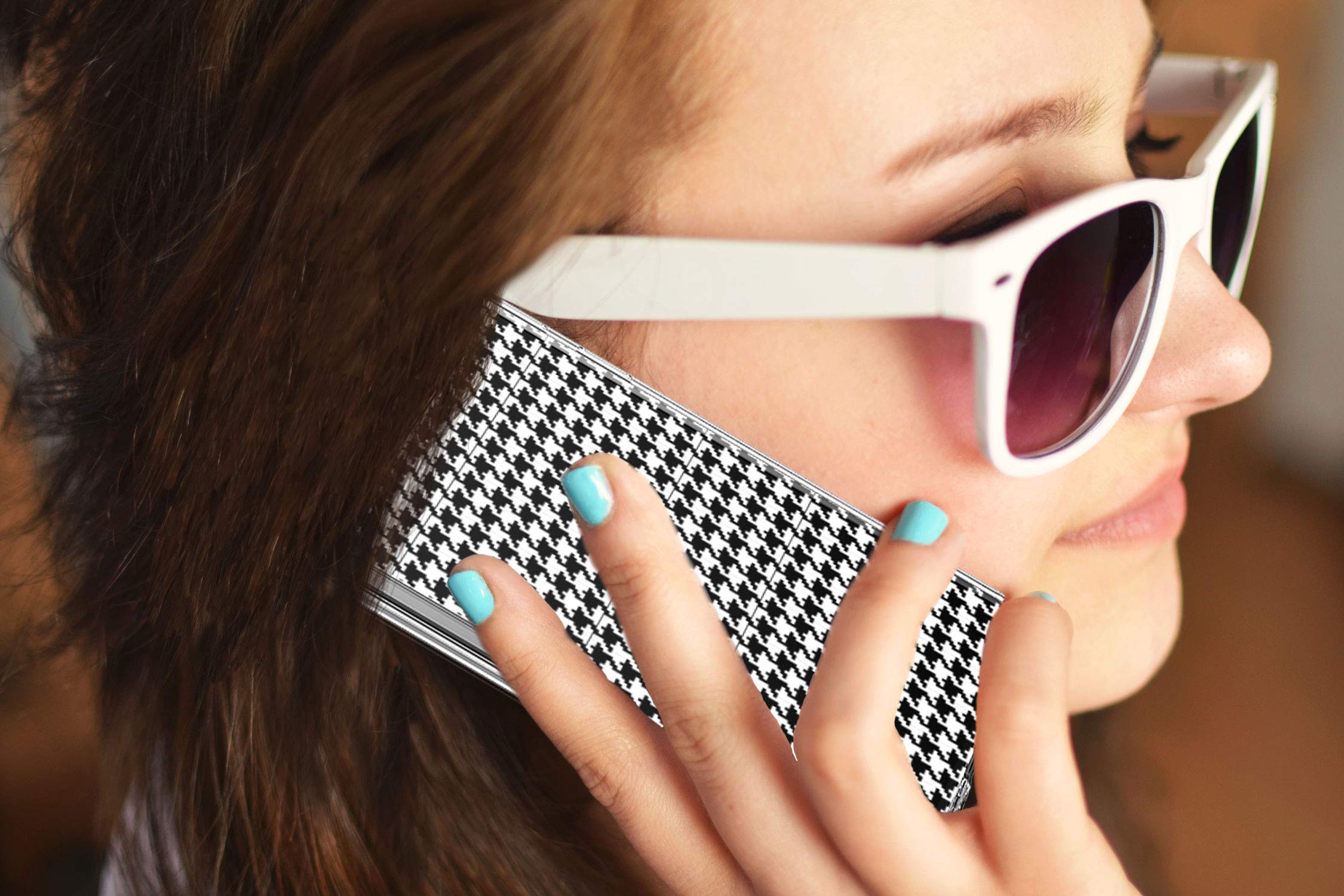 Shockproof Hybrid Case for Samsung Galaxy S10+ Plus (6.4 Inch) - Clear TPU Bumper with Acrylic Back, Fingerprint Compatible Screen Protector - White Houndstooth Design - Perfect for Daily Use, Travel & Outdoor Activities