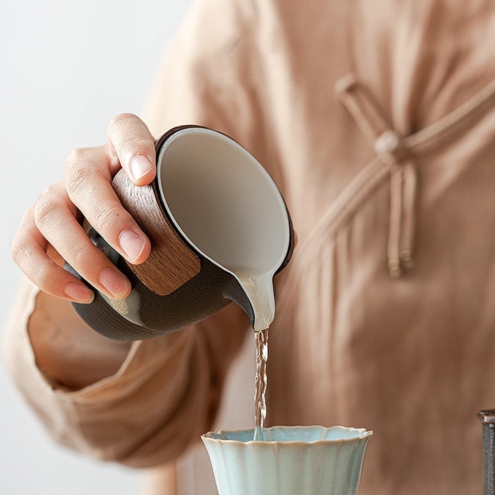 Premium Black Ceramic Tea Strainer with Fair Cup - Perfect for Loose Leaf Tea Brewing, Tea Ceremonies & Home Tea Accessories