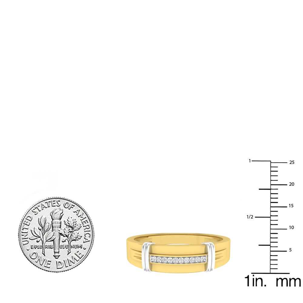 Dazzlingrock 10K Yellow Gold Men's Wedding Band with 0.05cttw Round White Diamonds - Elegant Solid Gold Ring for Engagement, Anniversary & Special Occasions