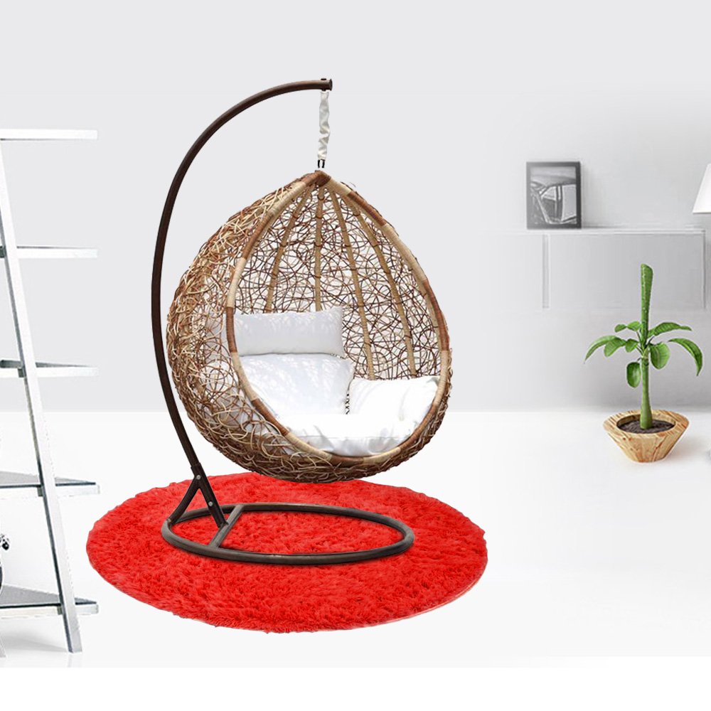 Super Soft Shaggy Round Area Rug - Fluffy Circle Carpet for Living Room, Dining Room, Bedroom - 100x100cm Red Home Decor - Perfect for Cozy Spaces & Modern Interior Design