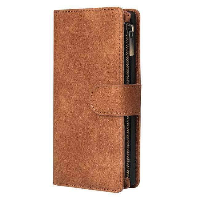 Premium Multifunction Leather Wallet with Zipper for Samsung Galaxy S21 - RFID Blocking, Card Slots & Phone Protection - Perfect for Travel, Work & Everyday Use