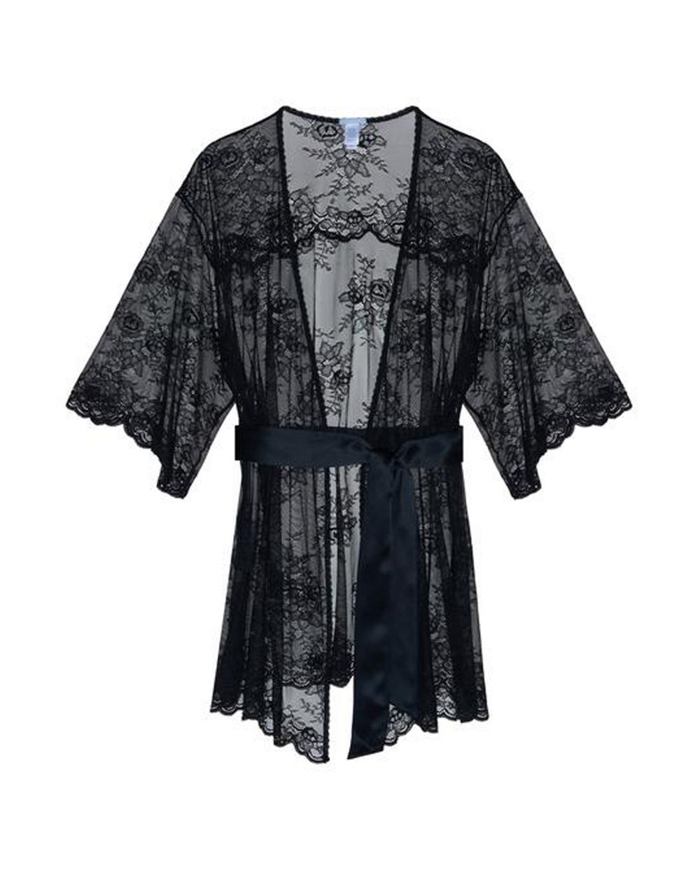 Elegant Aurora Lace Robe for Women - Soft Floral Chiffon Kimono Bathrobe - Perfect for Bridal Shower, Honeymoon & Spa Days