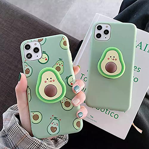 Funny 3D Avocado Phone Stand Case for iPhone 12 - Cute Green Avocado Pattern Slim Soft TPU Silicone Cover for Girls & Women | Perfect for Desk Decor, TikTok Videos & Everyday Use