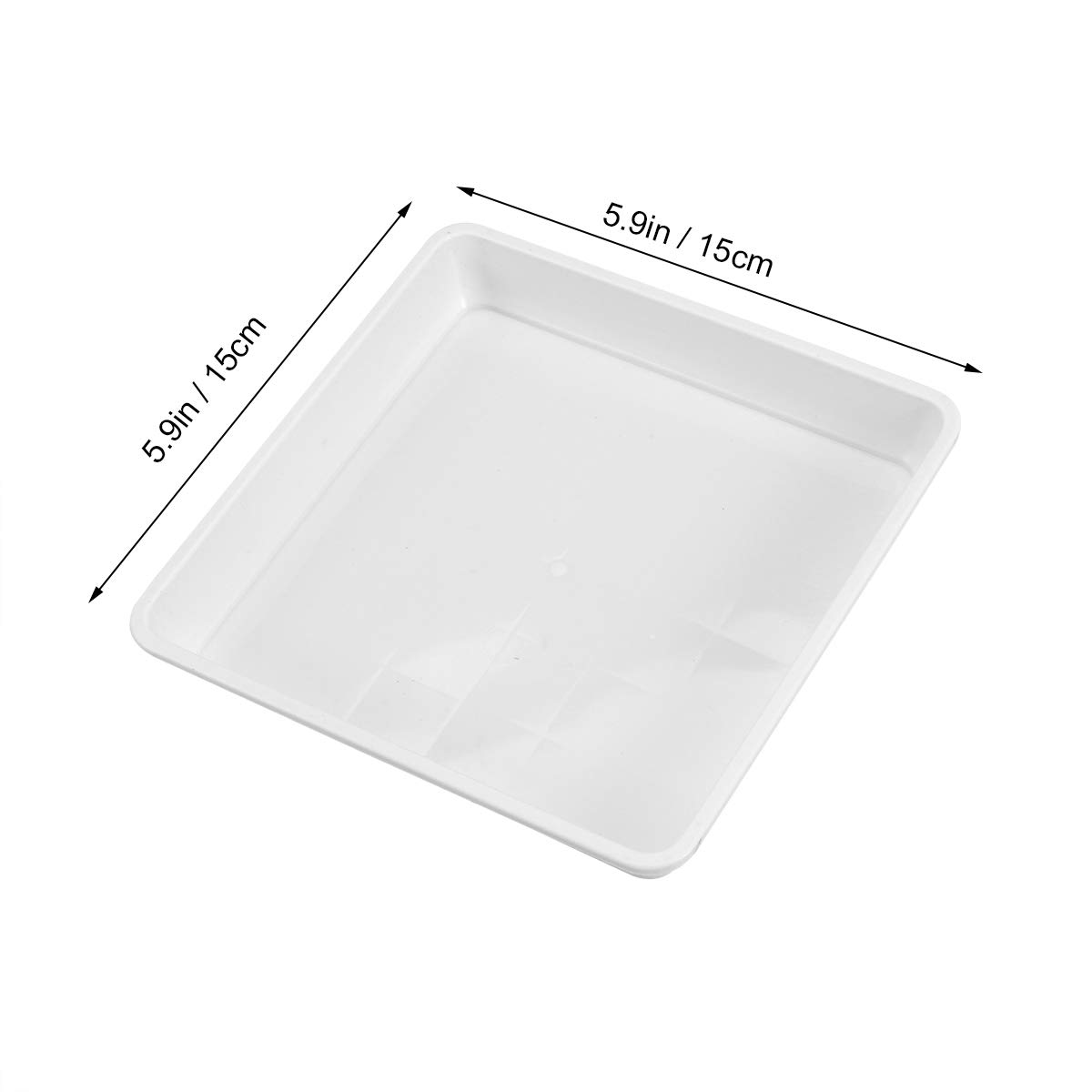 Yardwe 10-Pack 5.9 Inch Square Plastic Plant Saucers - Waterproof Drip Trays for Indoor/Outdoor Flower Pots - White Plant Pot Trays for Garden, Patio, Balcony & Home Decor
