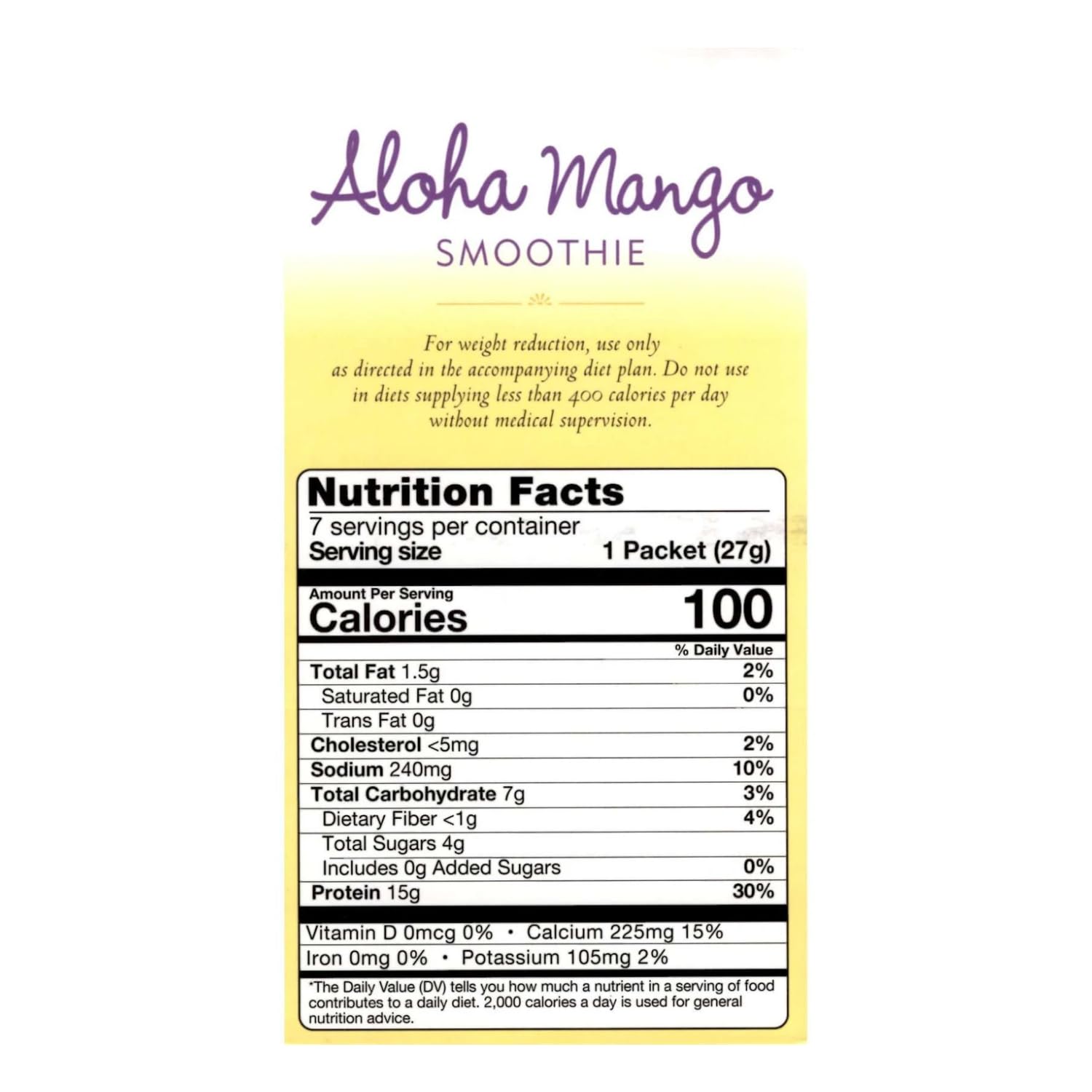Nutmeg State Nutrition High Protein Meal Replacement Smoothie - Low Calorie, Low Fat Shake with 15g Protein, Ideal Protein Compatible, 7 Servings (Aloha Mango Flavor) | Perfect for Weight Loss, Post-Workout Recovery & Busy Lifestyle