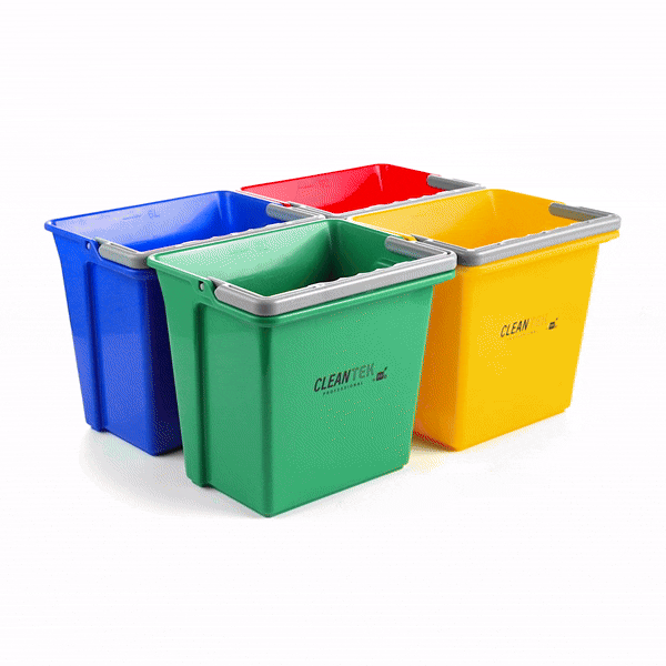 6 Qt Color-Coded Cleaning Bucket Set - Green, Blue, Red & Yellow for Home, Office & Janitorial Use | Multi-Purpose Cleaning Organization System