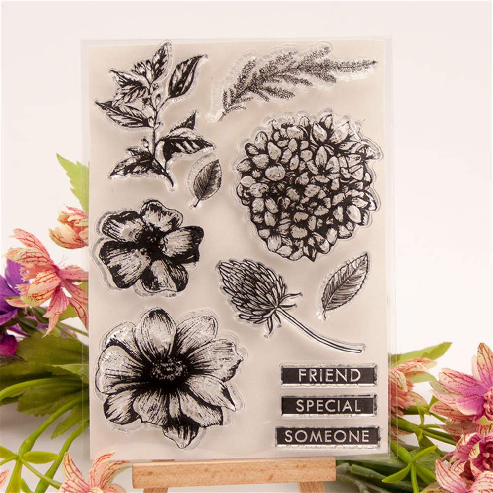 ArriettyCraft DIY Hydrangea Flower & Leaf Clear Stamps Set - Transparent Silicone Stamps for Card Making, Scrapbooking, Journaling & Paper Crafts - Perfect for Wedding Invitations, Greeting Cards & Memory Albums