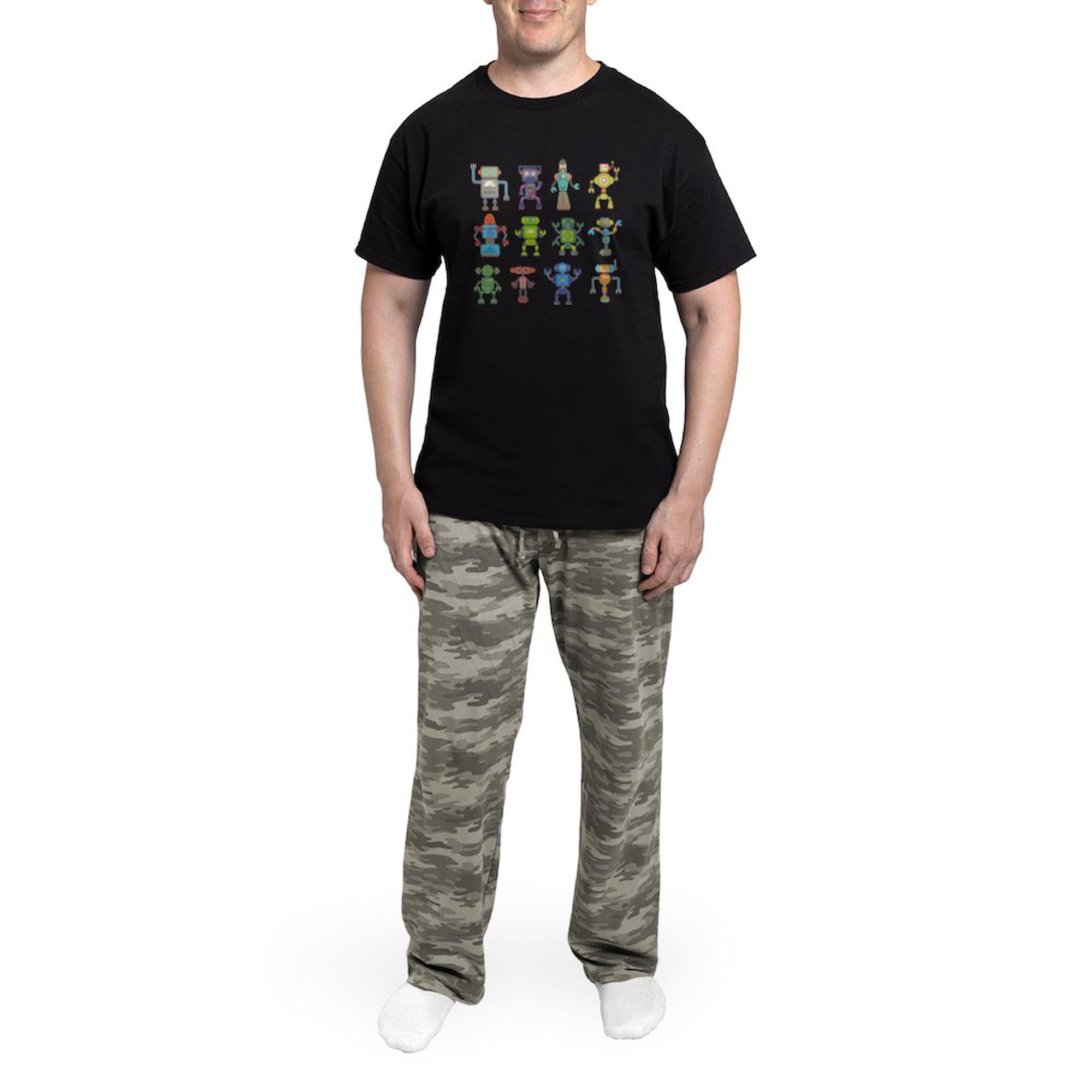 Phil Atherton Robots Men's Dark Pajama Set - Comfortable Novelty Sleepwear for Lounge & Sleep | Sci-Fi Themed PJs for Men