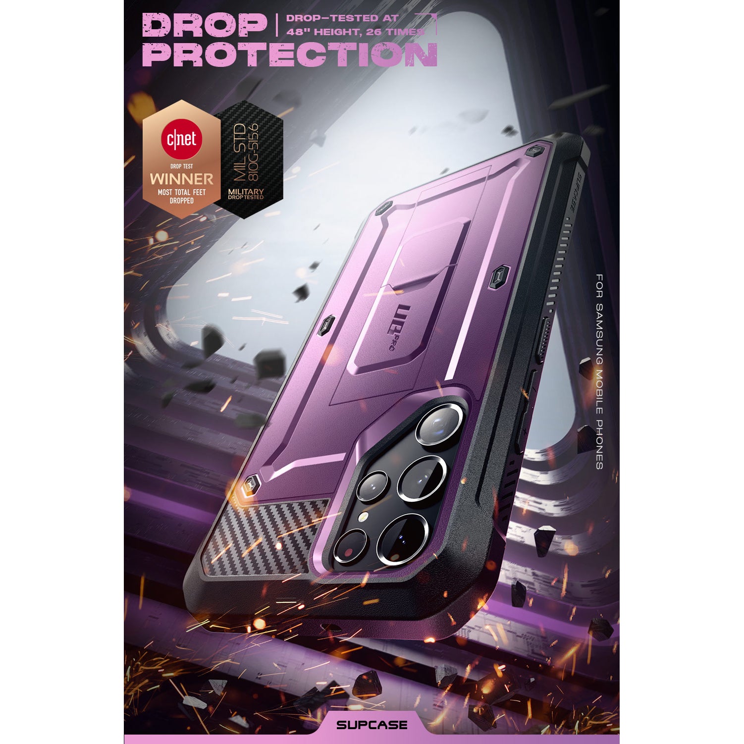 Samsung Galaxy S22 Ultra Unicorn Beetle PRO Heavy Duty Rugged Case - Shockproof, Military Grade Protection, Metallic Purple - Perfect for Outdoor, Work & Extreme Sports