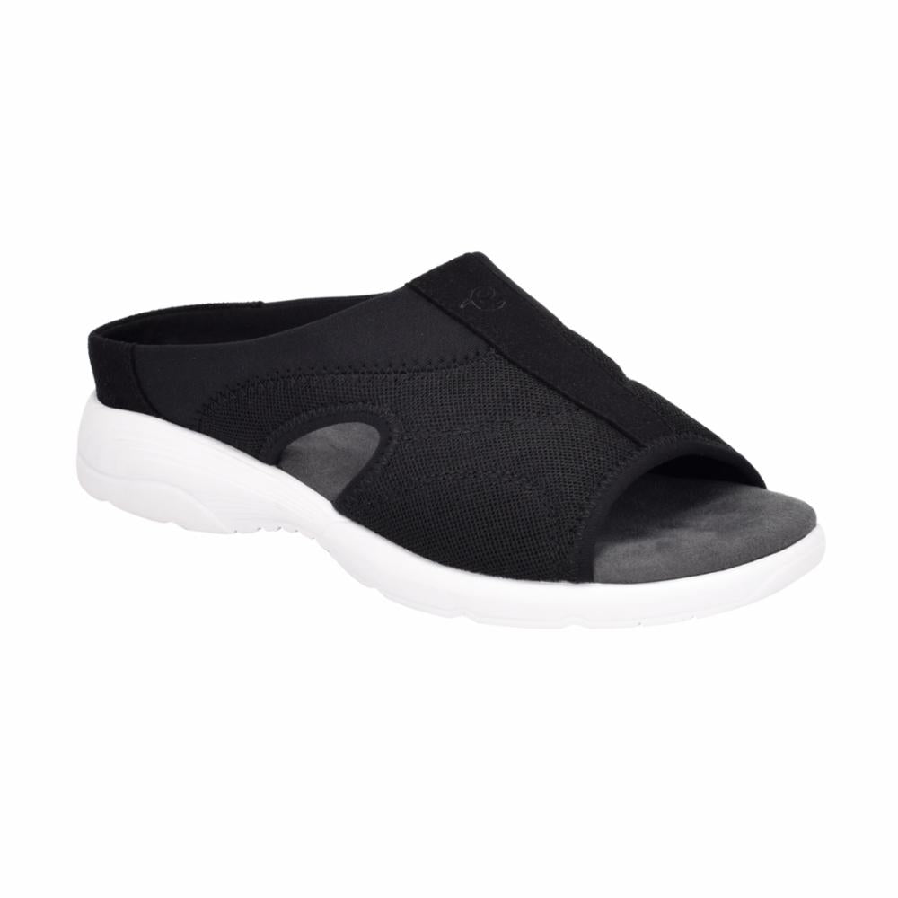 Easy Spirit Women's Tine2 Black M Walking Shoes - Comfortable Slip-On Sneakers for Women with Arch Support | Perfect for Travel, Work & Everyday Wear