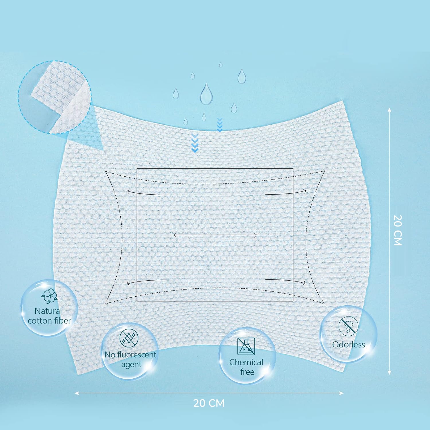 PRIME PICK Disposable Face Towels 50 Count - Soft Cotton Facial Wipes for Skin Care, Makeup Remover & Cleansing | Gentle & Hypoallergenic for Daily Use, Travel & Gym
