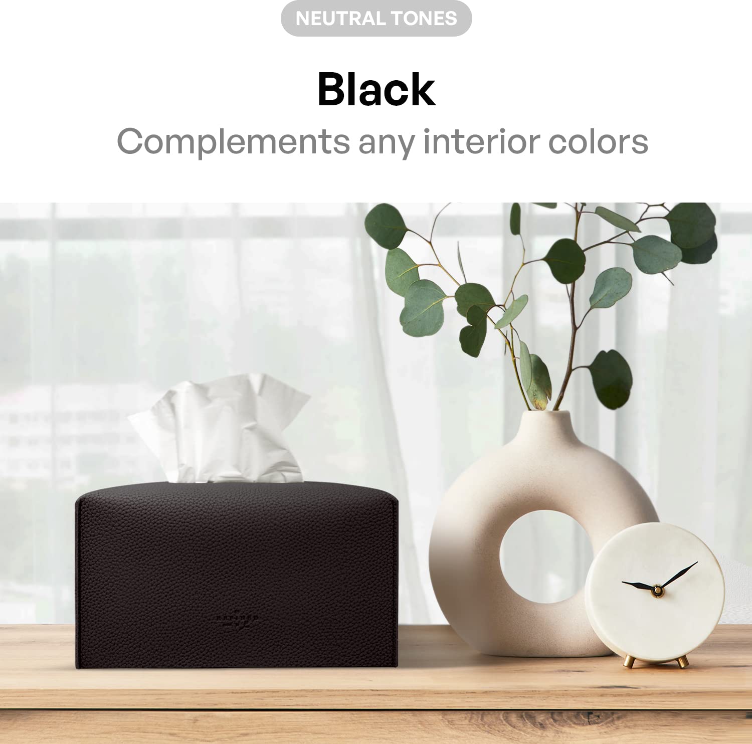 Carrotez Modern PU Leather Tissue Box Cover - Decorative Rectangular Tissue Holder for Bathroom, Vanity, Office Desk & Nightstand (9.5