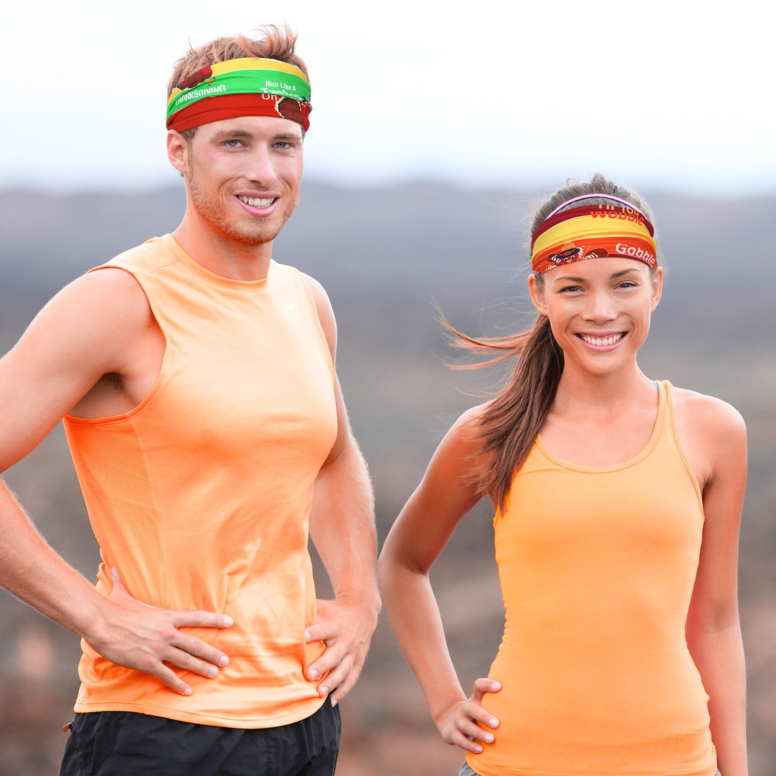 9 Pcs Turkey Trot Thanksgiving Sports Headbands for Men & Women - Non-Slip Workout Headbands, Sweat-Wicking Holiday Running Bands for Fitness, Yoga, Cycling - Perfect for Thanksgiving Races, Gym & Outdoor Activities