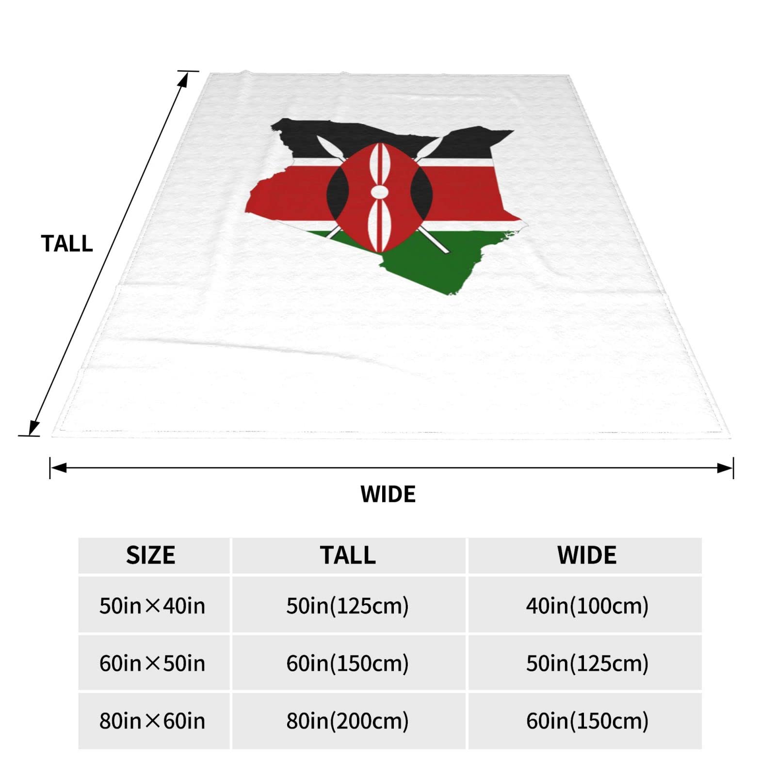 Kenyan Flag Map Fleece Throw Blanket - Ultra Soft & Warm Cozy Blanket for Couch, Bed, Sofa - Perfect for Home Decor, Gifts & Outdoor Camping