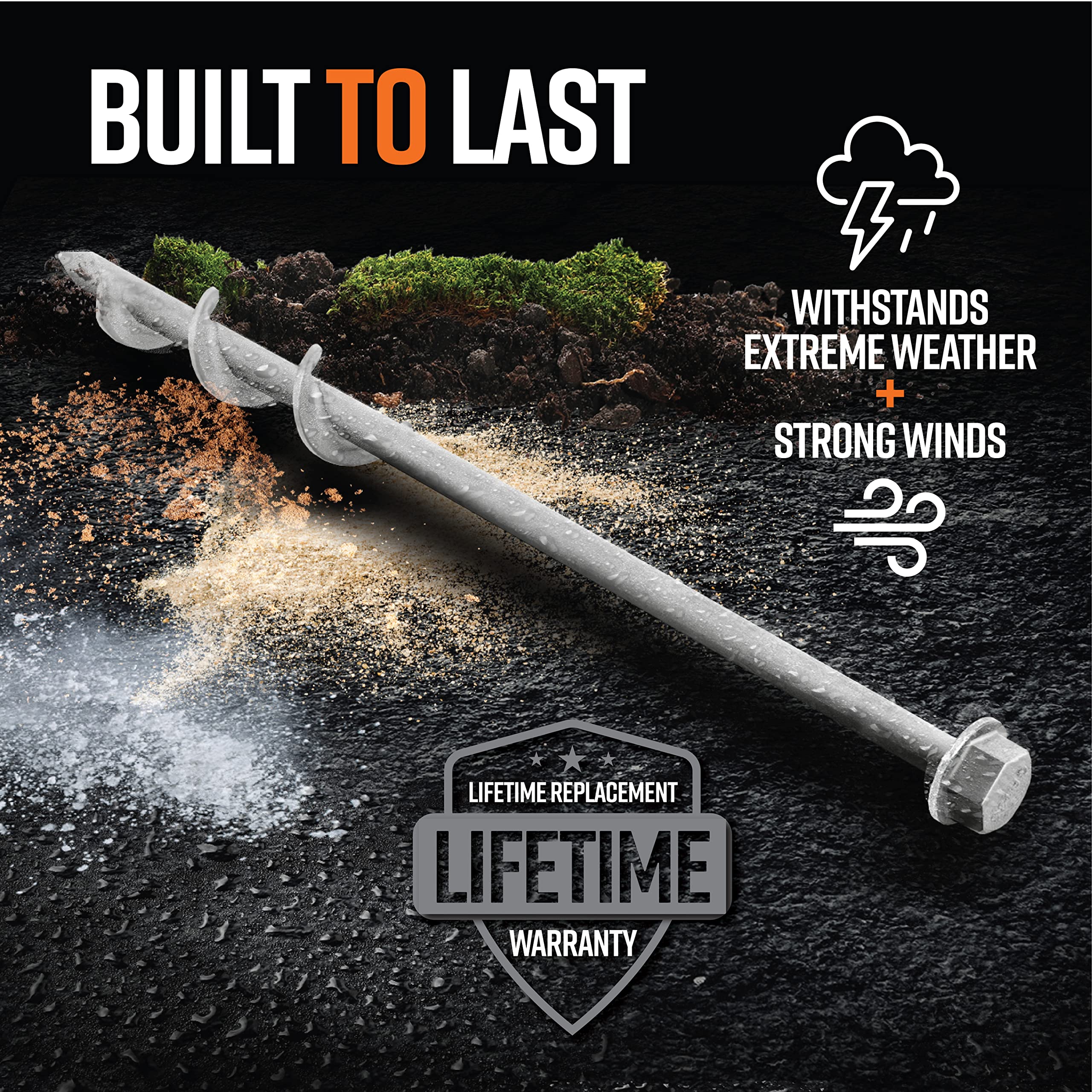 Heavy Duty Ground Anchor Screw Kit - 12 Pack 1 Ft Screw-in Anchors for High Winds | Secure Swing Sets, Pop-Up Canopies, Tents & Outdoor Equipment | Perfect for Camping, Backyard, Patio & Storm Protection