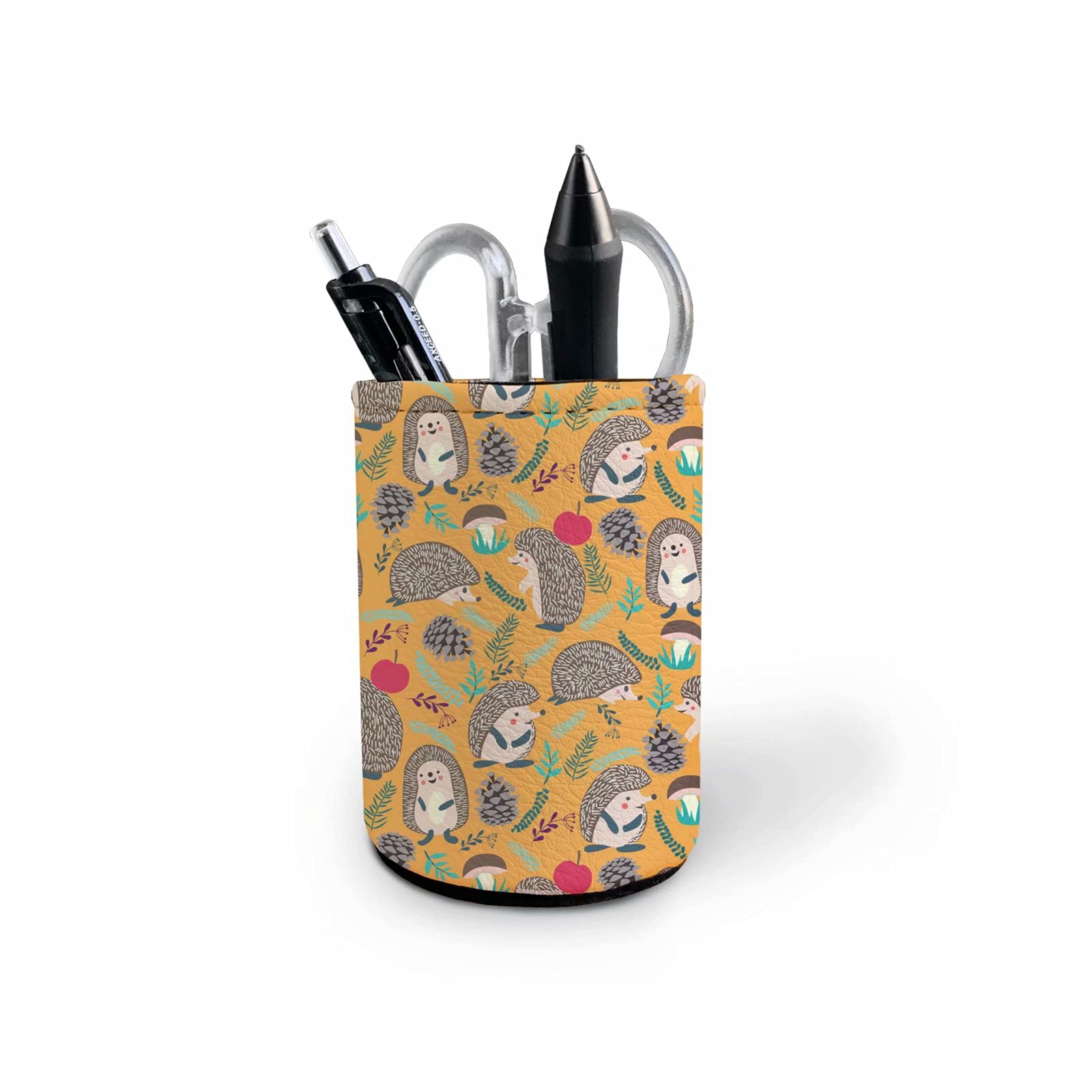 Cute Hedgehog Print Pen Holder Organizer - Round Desktop Storage for Markers, Colored Pencils & Art Brushes | Art Supply Organizer & Desk Accessories | Perfect for Artists, Students & Office Workspaces