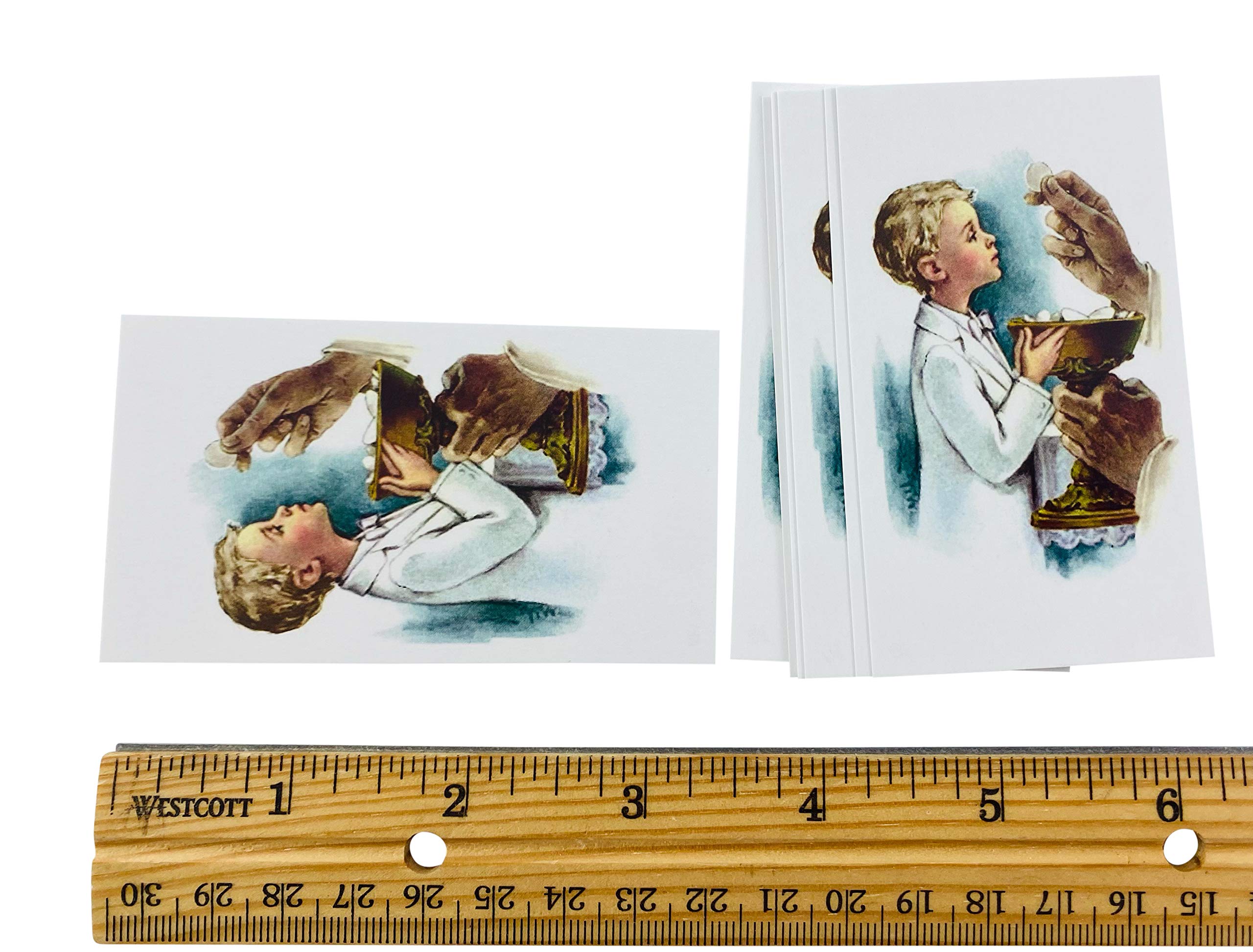First Communion Boy's Holy Card Print Pack - Wallet Size Set of 10 - Perfect for Religious Gifts, Keepsakes & Church Events