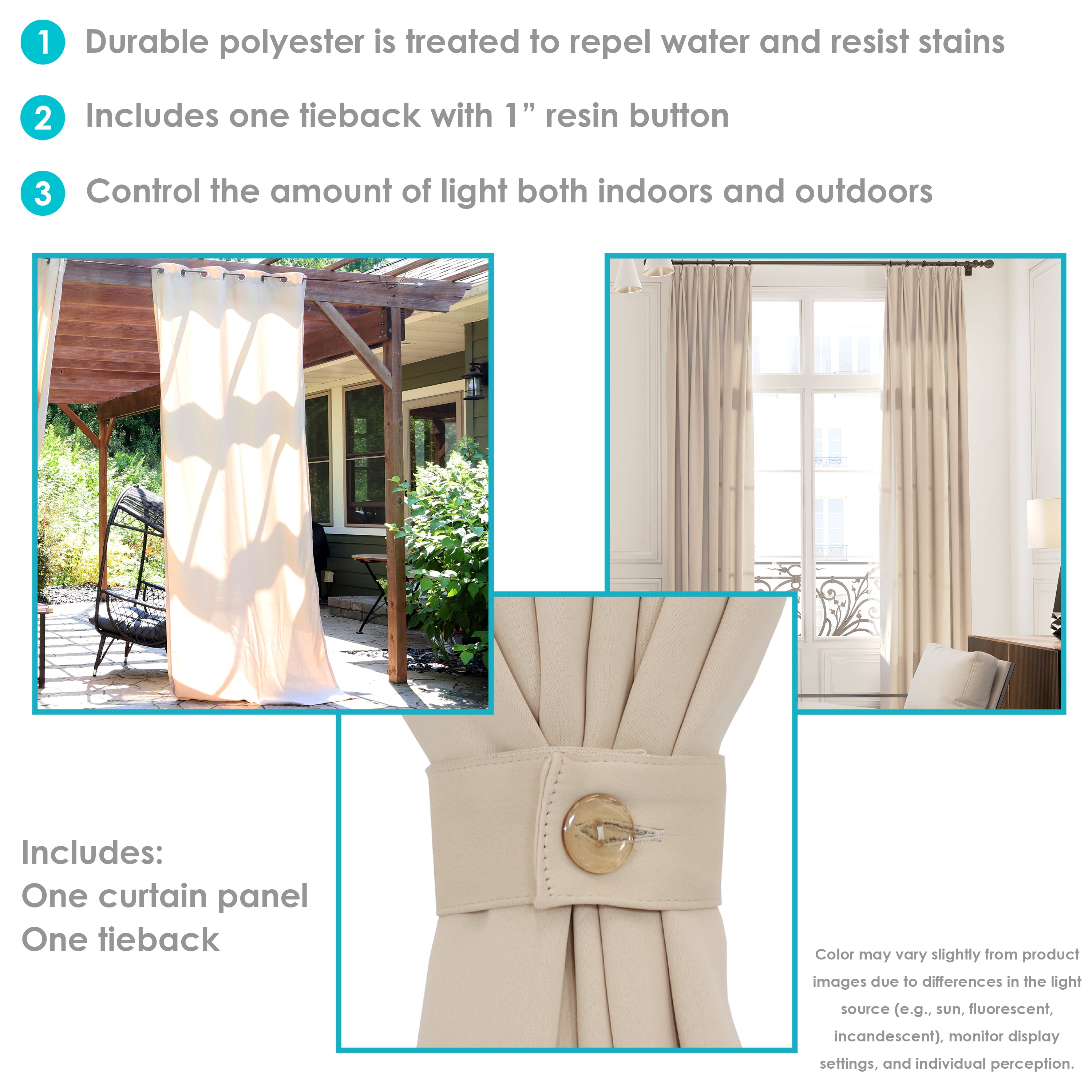Stylish Sunnydaze Outdoor Curtain Panels for Patio, Deck & Porch - Water-Resistant & UV-Protected Contemporary Design