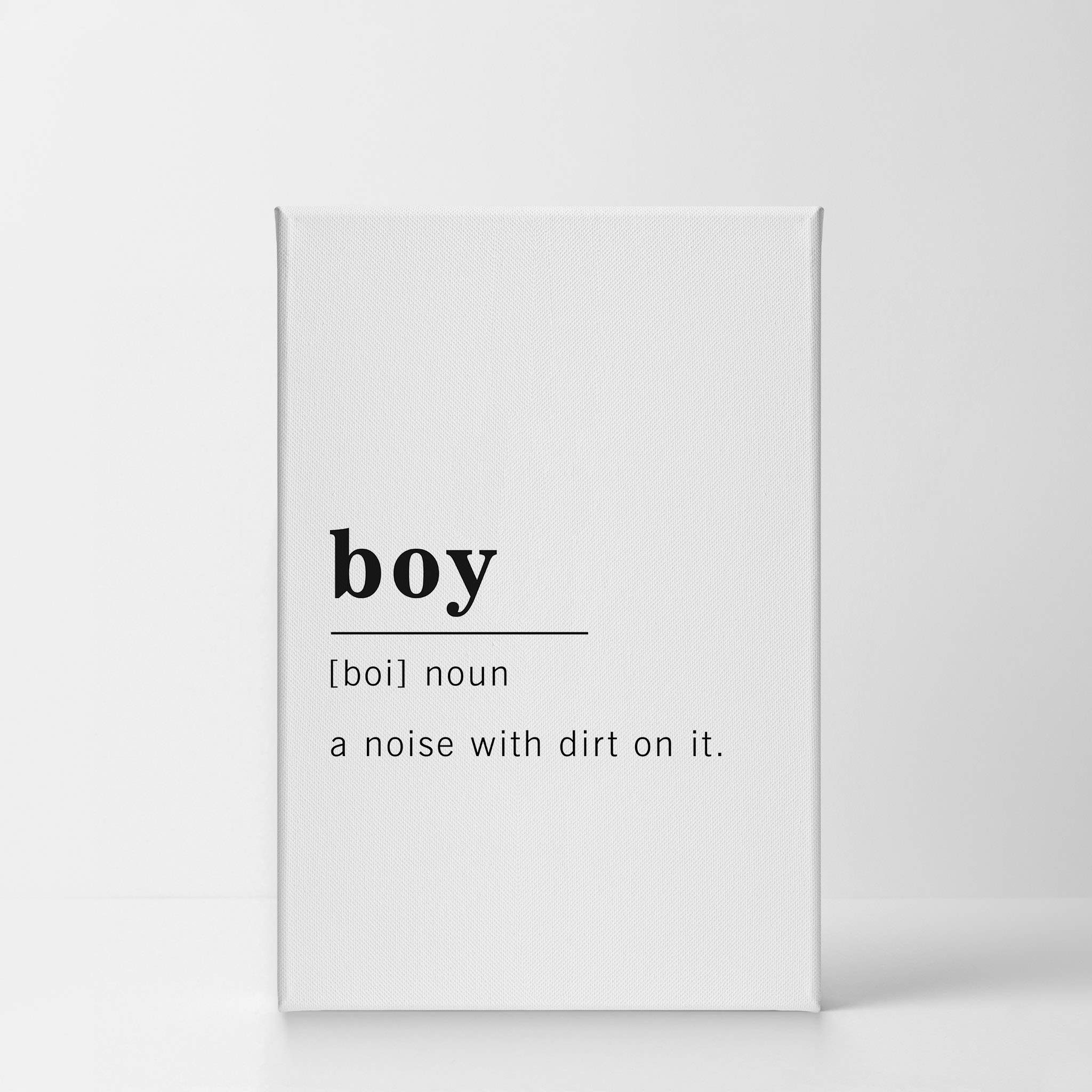 Funny Noun Dictionary Definition of Boy Canvas Print - Inspirational Quote Wall Art for Office, Living Room, Bedroom & Bathroom - Ready to Hang Home Decor (36x24 inches) | Perfect Gift for Birthdays, Father's Day & Housewarming | Made in USA