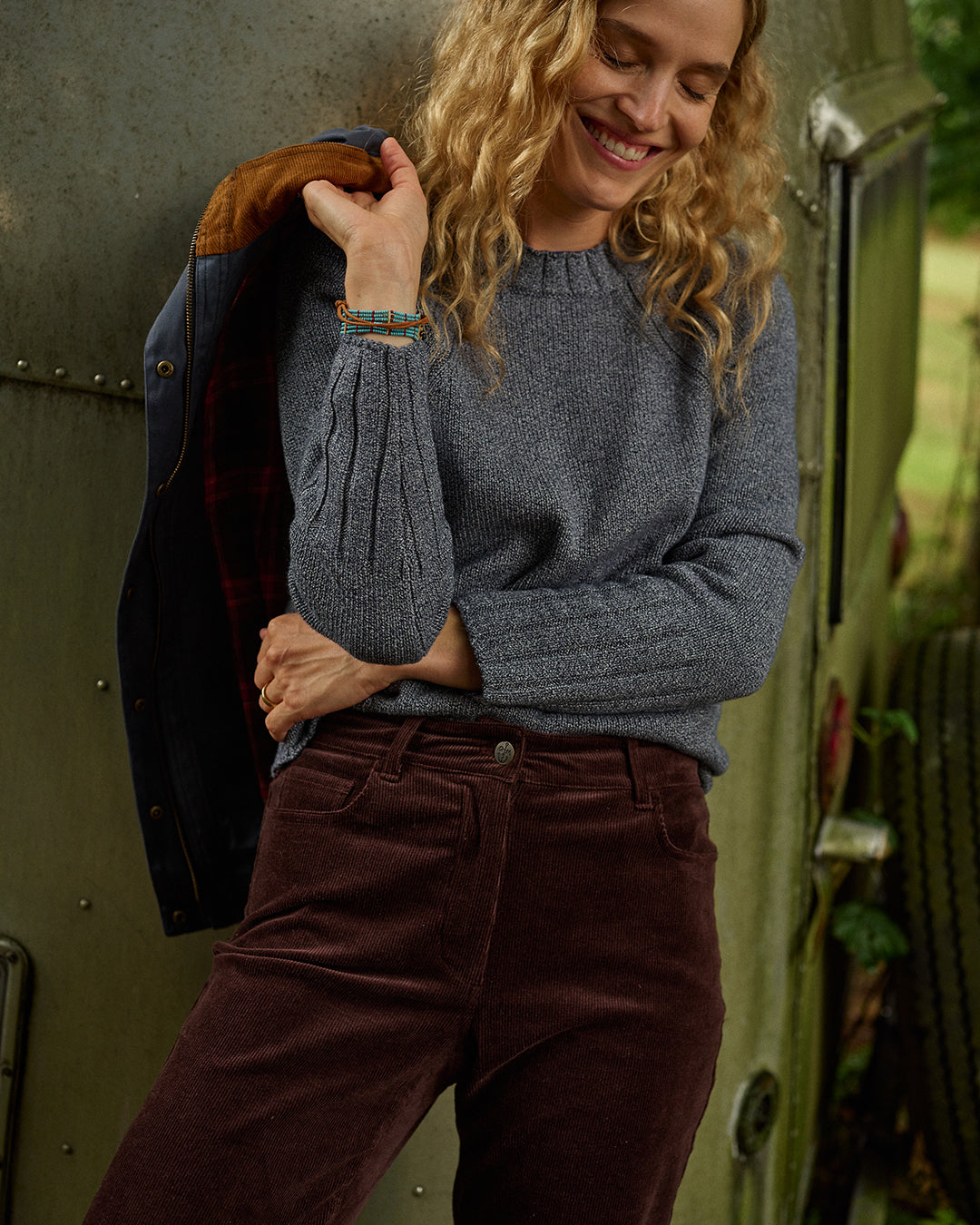 Women's Brown Corduroy Five Pocket Pants - Comfortable Stretch Trousers for Casual Wear, Work & Everyday Outfits