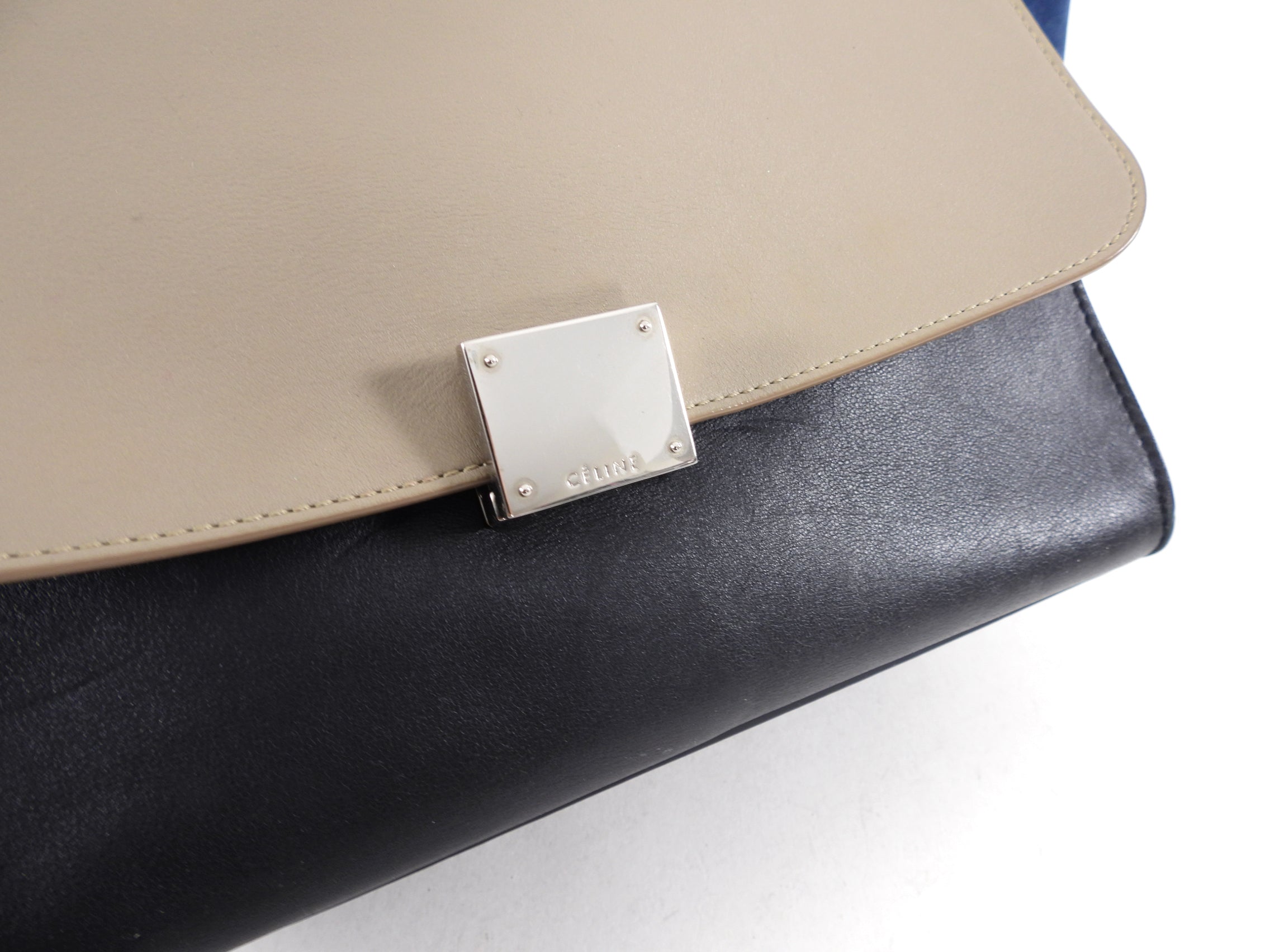 Celine Tricolor Trapeze Medium Two-Way Shoulder Bag - Stylish Crossbody & Top Handle Purse for Women | Perfect for Work, Travel & Everyday Use