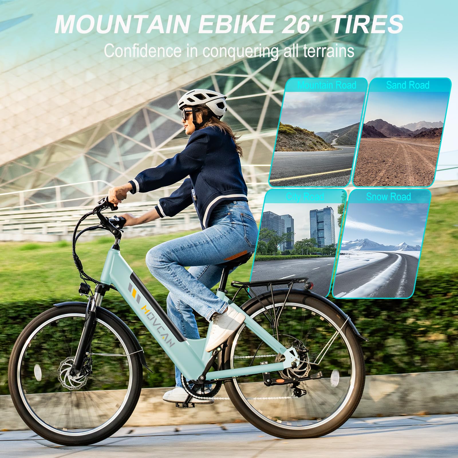 V80 1000W Electric Bike for Adults - 28MPH 48V 13Ah Removable Battery E-Bike - 26