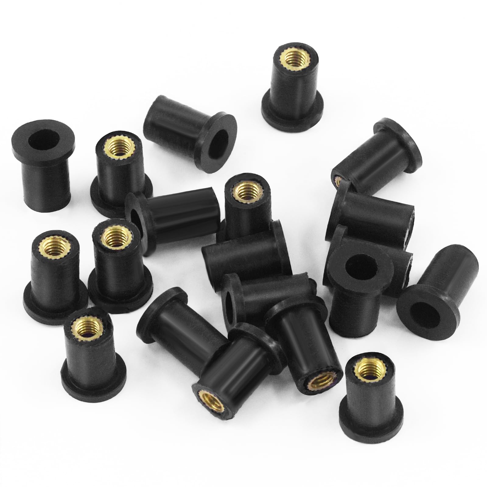 Keadic 20Pcs M4 Neodymium Well Nuts - Rubber Expansion Brass Copper Bolts for Kayak Motorcycle Boat Marine - Waterproof Fasteners for Windscreen Windshield Fairing & Marine Applications