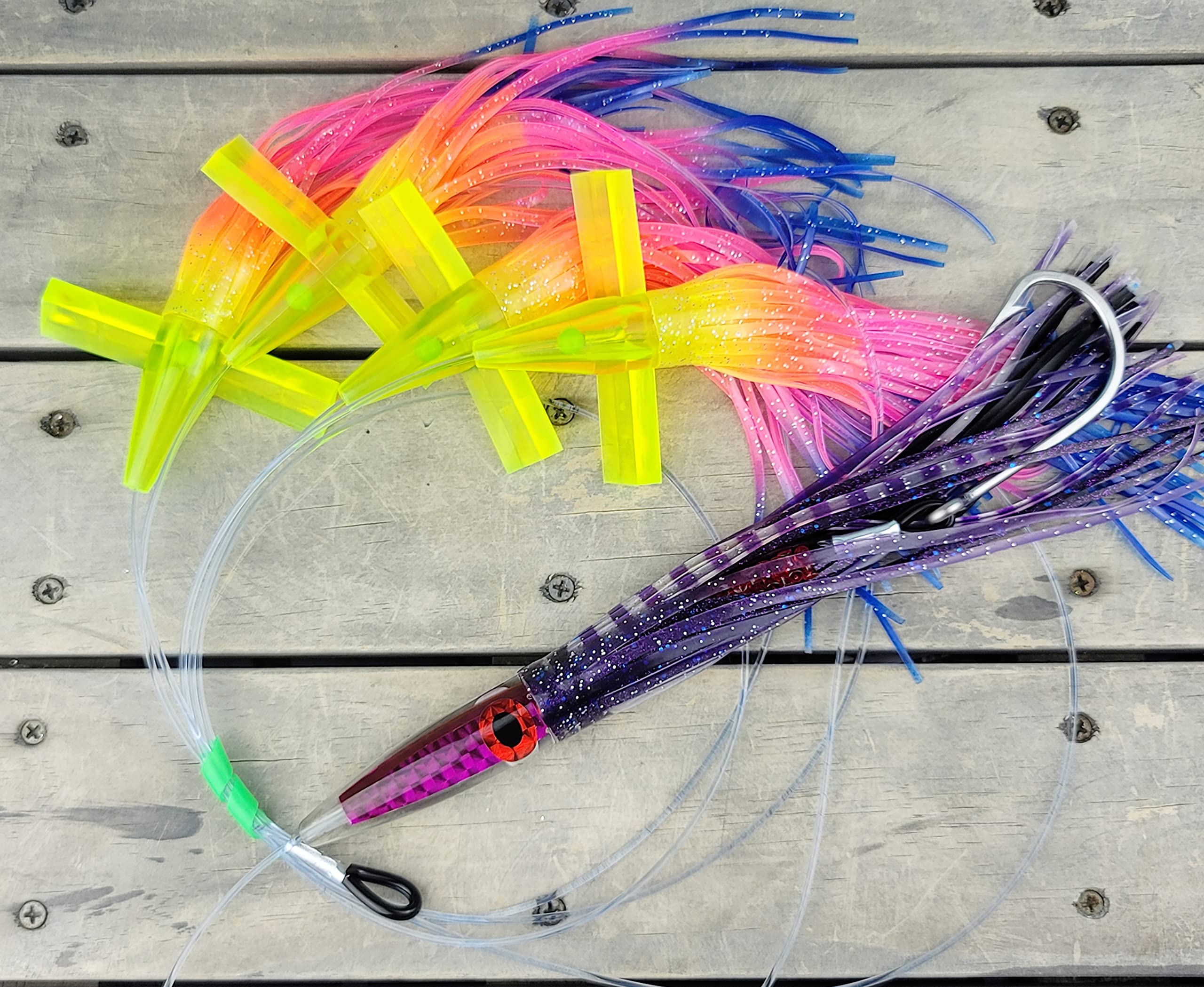 Premium Tuna Fishing Lure Kit - 400lb Leader & 10/0 Hook for Saltwater Game Fishing | High-Speed Trolling, Offshore Angling, and Big Game Fishing Accessories