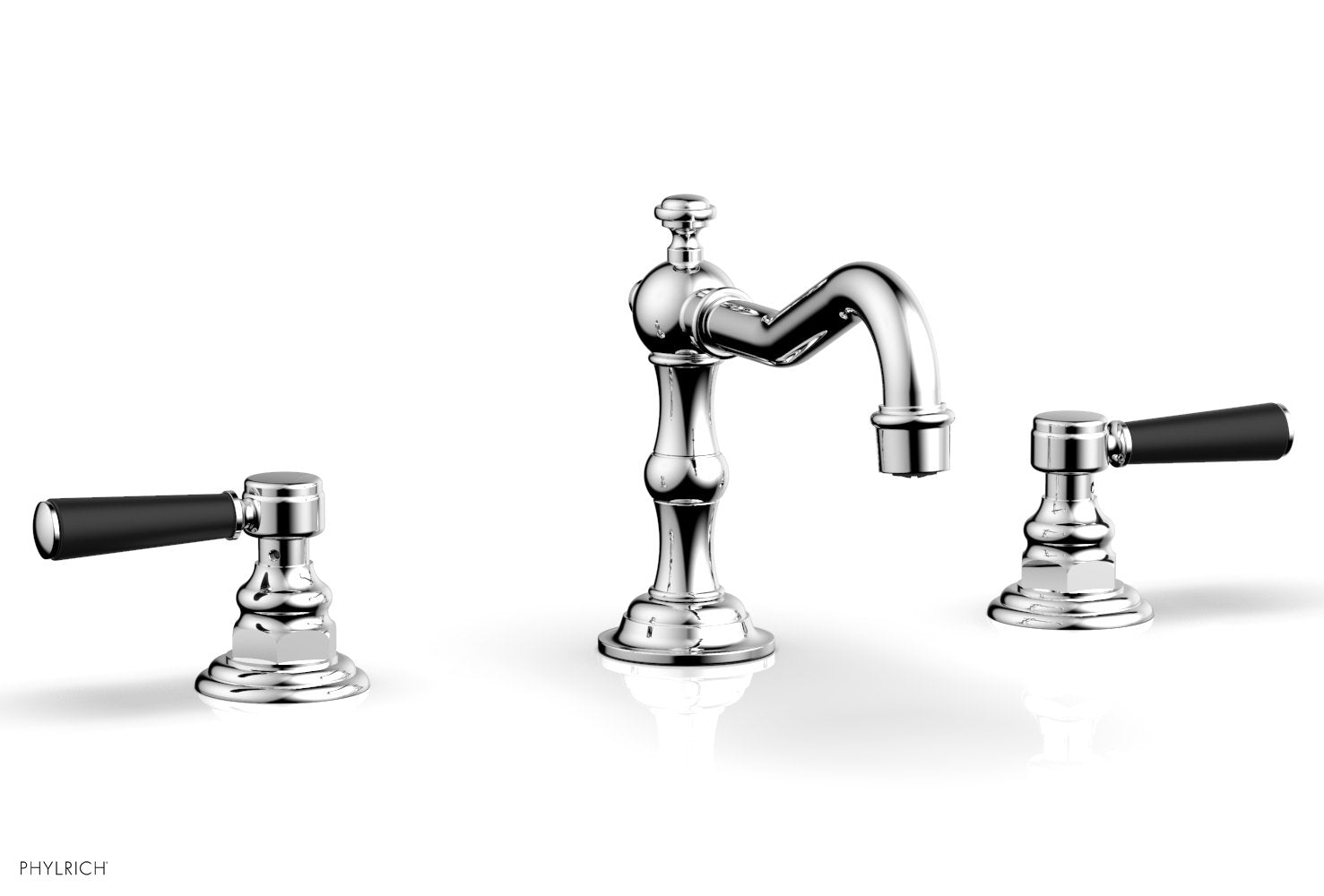 HENRI Widespread Bathroom Faucet with Satin Black Lever Handles - Model 161-02 | Modern Sink Fixture for Vanity & Powder Room Installation