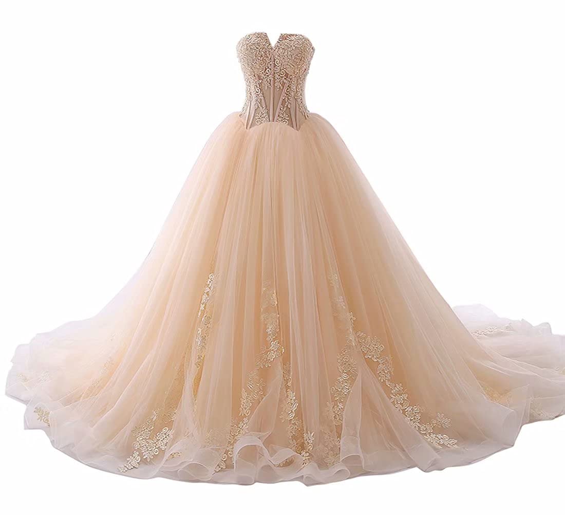 Luxurious Sweet 16 Flower Applique Tulle Quinceanera Dress - Elegant Wedding Ball Gown for Quinceañera, Prom, and Formal Events