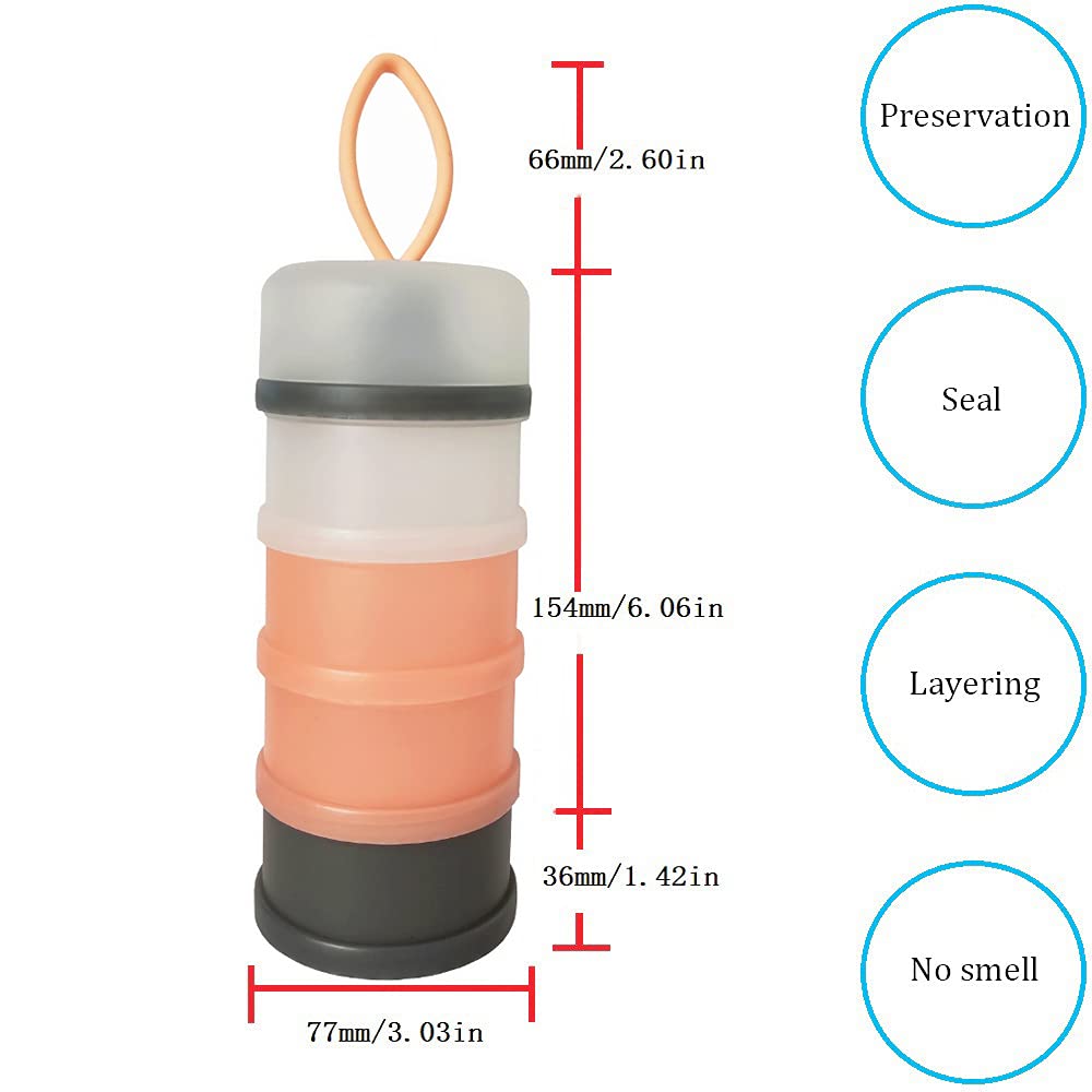 **Baby Formula Dispenser - 4-Layer Portable & Stackable Powder Container for Travel - BPA-Free Snack Storage for Protein Powder, Nuts, Small Fruits - Ideal for On-the-Go Parents & Outdoor Adventures**