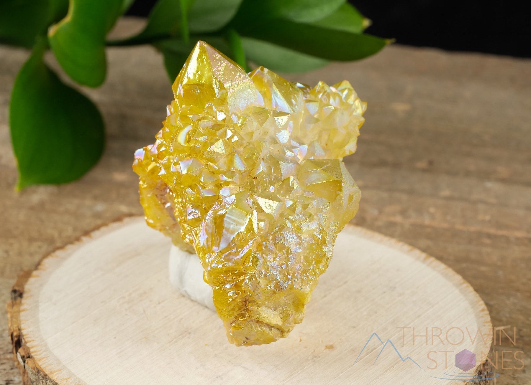Rainbow Aura Quartz Crystal Cluster - Sunshine Yellow Spirit Quartz for Healing & Meditation | Natural Crystal Decor R0519 | Perfect for Home Decor, Yoga Spaces & Spiritual Gifts