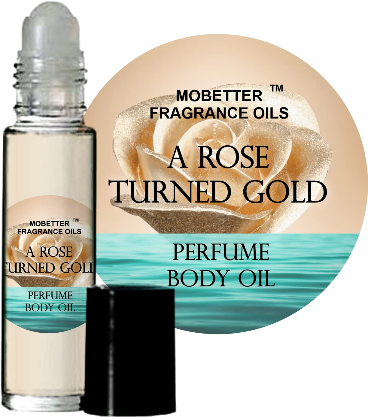 MOBETTER FRAGRANCE OILS A Rose Turned Gold Perfume for Women - Long Lasting Floral Body Oil for Skin & Hair - Perfect for Date Night, Gift Giving & Daily Wear