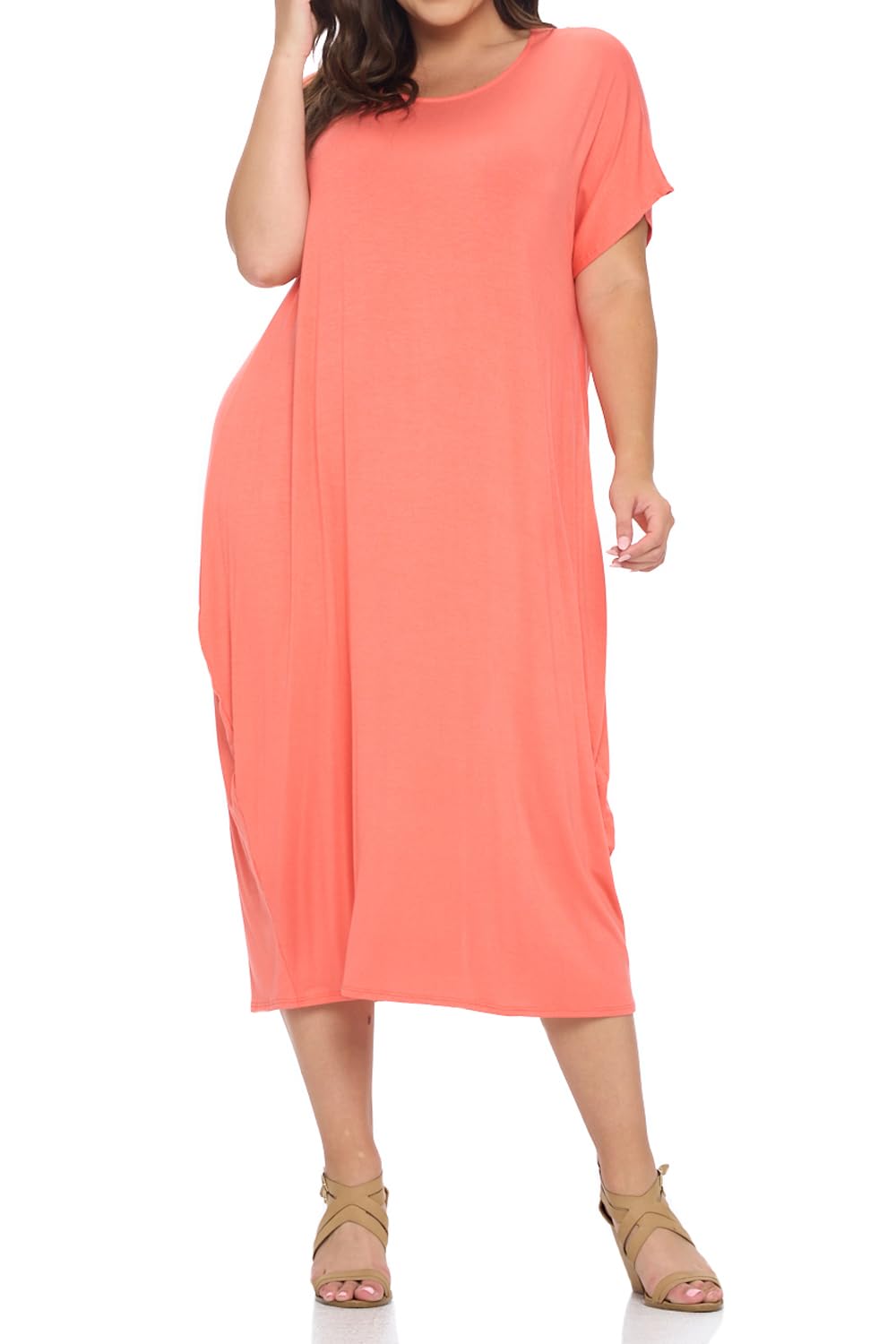Vivienne Pastel Women's Cocoon Maxi Dress with Dolman Sleeves - Flowy Boho Chic Dress for Beach Vacation, Summer Weddings & Casual Outings