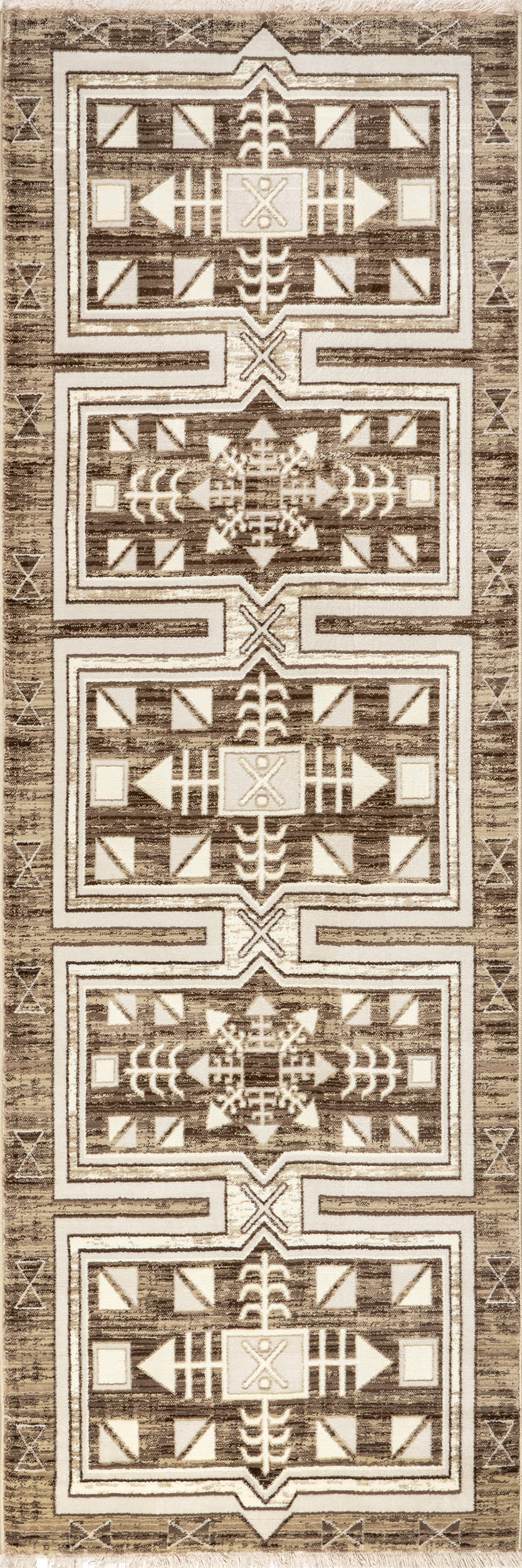 Stylish Agave Geometric Fringed Area Rug - Brown Boho Chic Home Decor for Living Room, Bedroom & Dorm