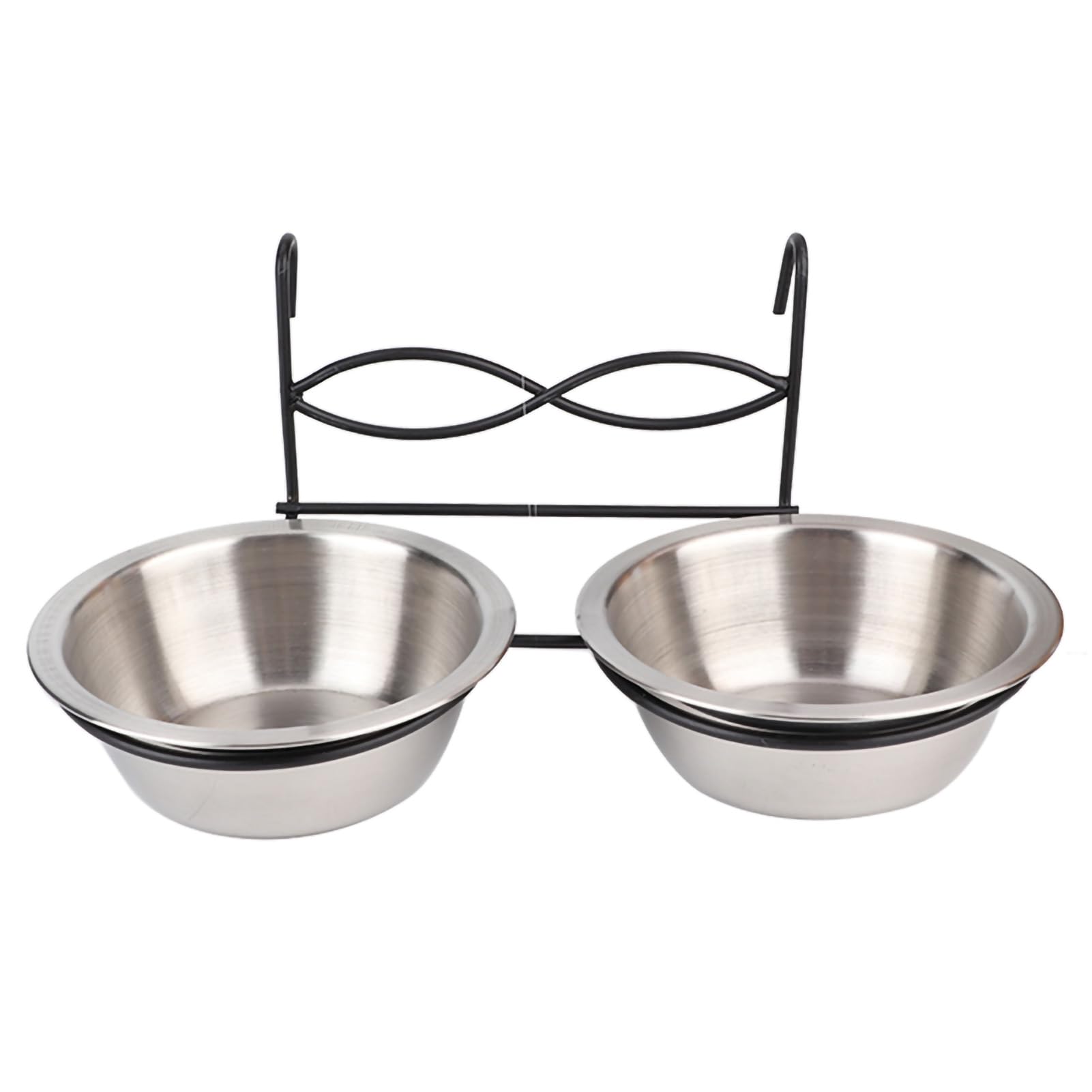 Stainless Steel Double Pet Bowl with Hook - Hanging Food & Water Dish for Cats, Dogs, Puppies - Perfect for Cages, Kennels, and Travel Crates