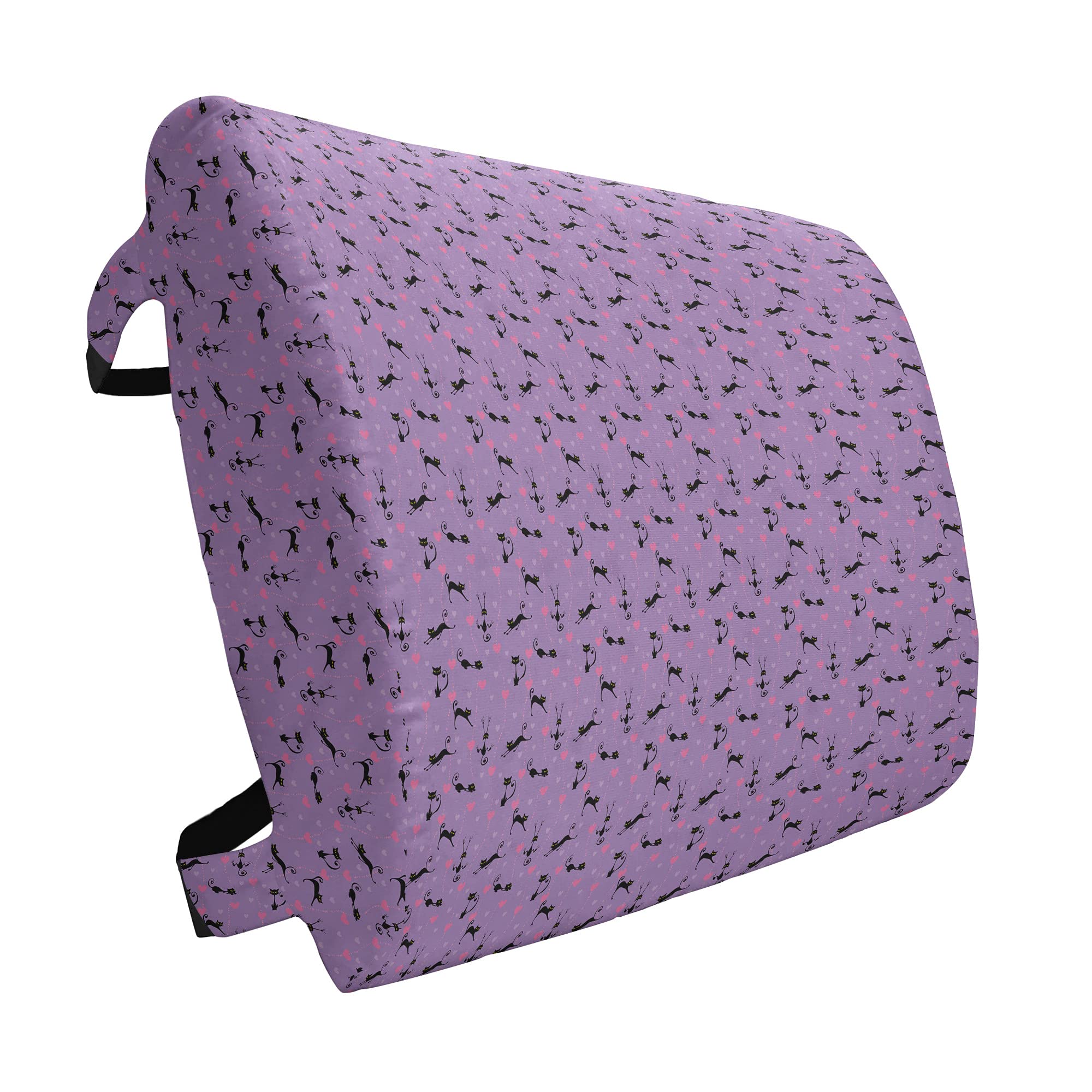 Ambesonne Cat Lumbar Support Pillow - Funny Black Cat & Hearts Design, High Density Foam for Office Chair & Car Seat (14