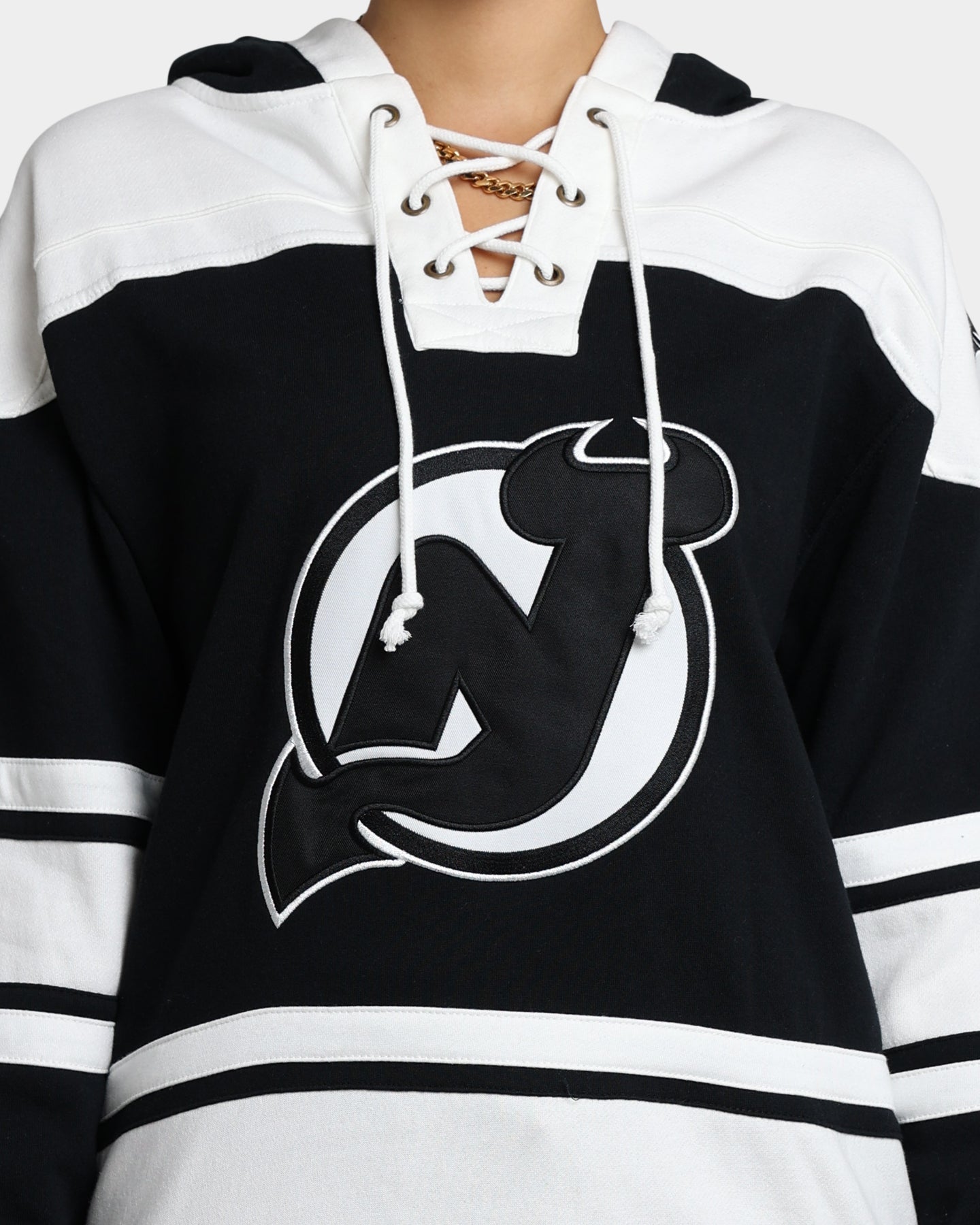 47 Brand New Jersey Devils Superior Lacer Hoodie - Jet Black NHL Hockey Fan Apparel for Men & Women - Perfect for Game Day, Tailgating, and Cold Weather