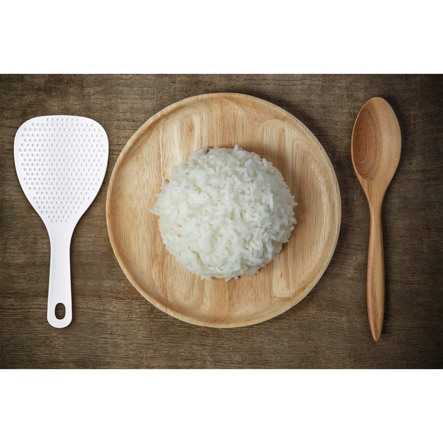 Boao 6-Piece Rice Paddle Set - 7.5 Inch Non-Stick Plastic Rice Spoon, Potato Server & Kitchen Spatula - Perfect for Cooking, Serving Rice & Mashed Potatoes in Restaurants & Home Kitchens