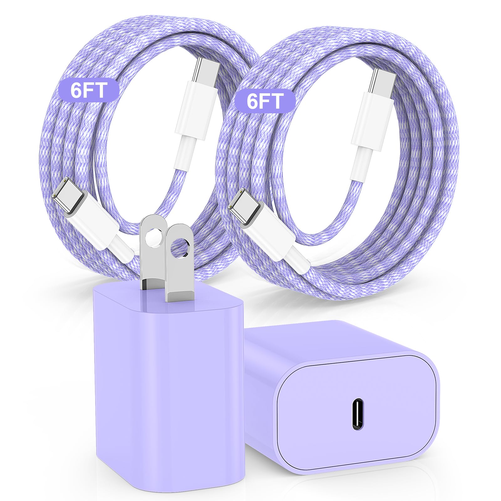 20W Fast Charger for iPhone 15 Pro Max - 2 Pack Type C Charger Block with 6ft USB-C Cable | Compatible with iPhone 15/15 Pro/15 Plus, iPad Pro 13/12.9/11, iPad 10th/Mini | Fast Charging at Home, Office & Travel