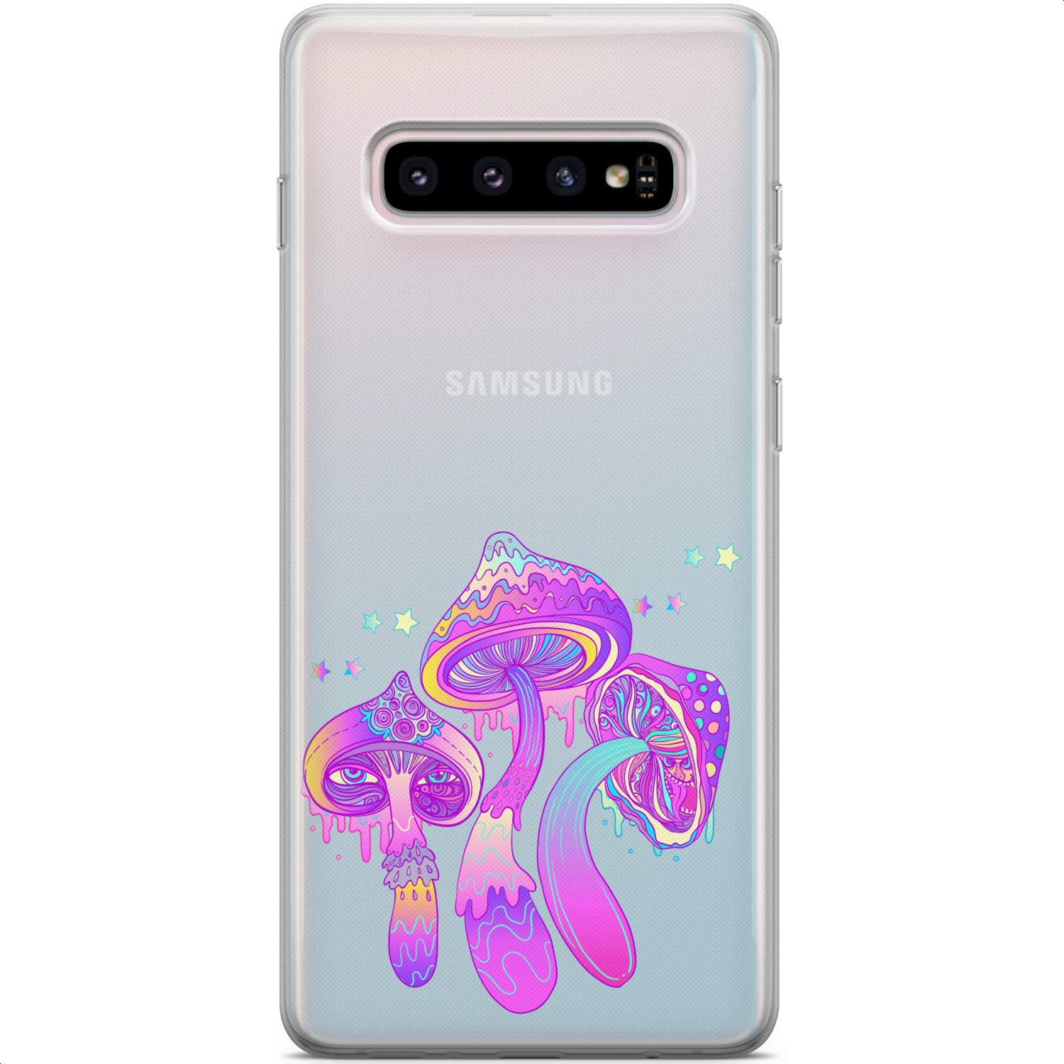 Trippy Mushroom Design Silicone Phone Case for Samsung Galaxy S24/S23 Ultra/S22 5G Plus/S21 FE/S20/S10 - Lightweight Flexible TPU Protective Cover with Psychedelic Art - Perfect for Women & Girls, Everyday Protection & Stylish Look